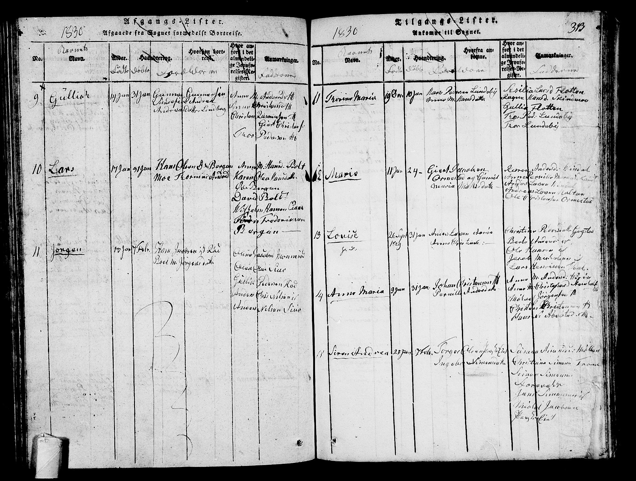 Sandar kirkebøker, SAKO/A-243/G/Ga/L0001: Parish register (copy) no. 1, 1814-1835, p. 313