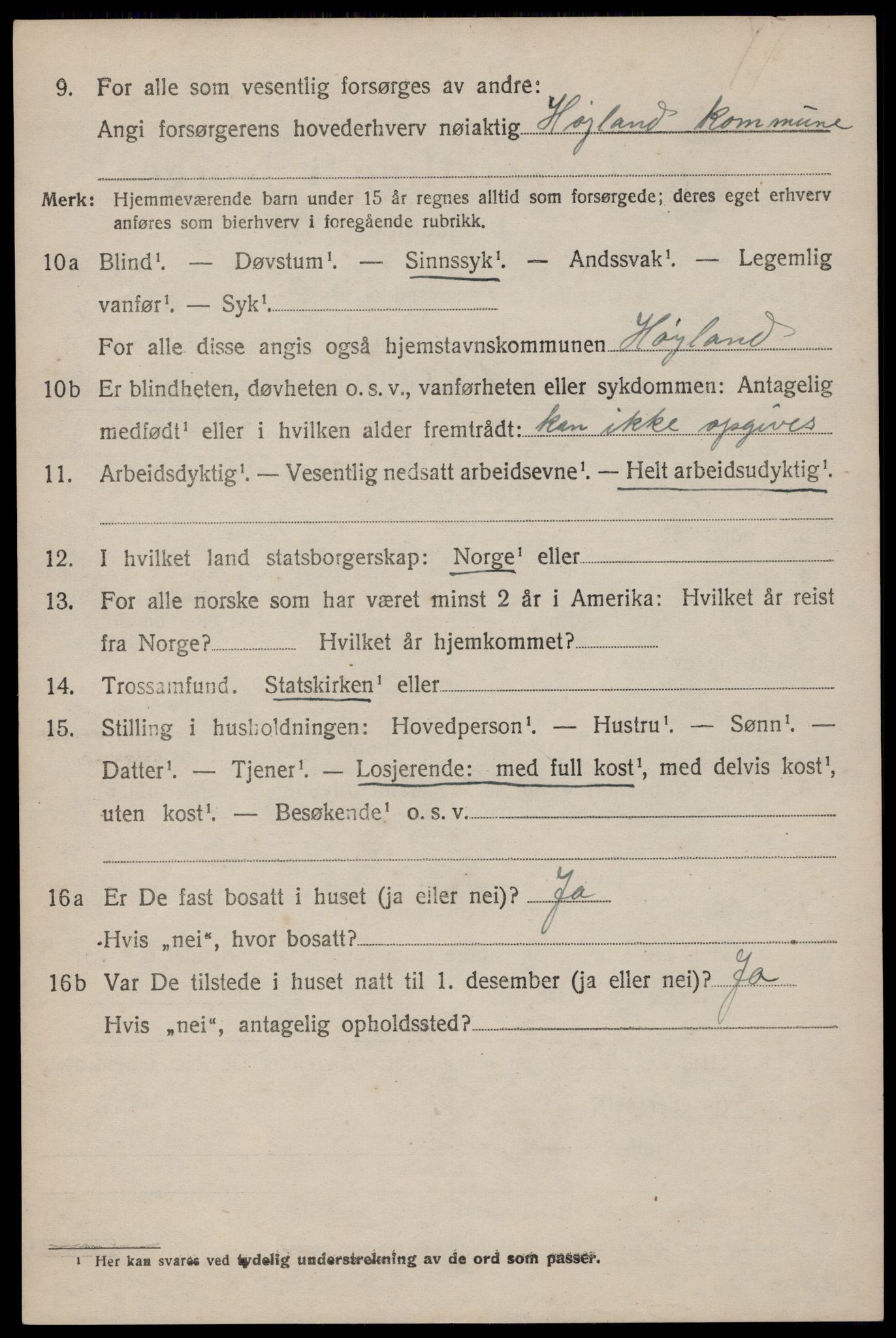 SAST, 1920 census for Høyland, 1920, p. 12077