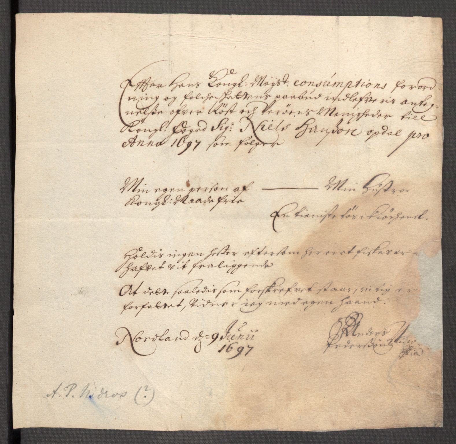 Rentekammeret inntil 1814, Reviderte regnskaper, Fogderegnskap, AV/RA-EA-4092/R67/L4678: Fogderegnskap Vesterålen, Andenes og Lofoten, 1696-1708, p. 179