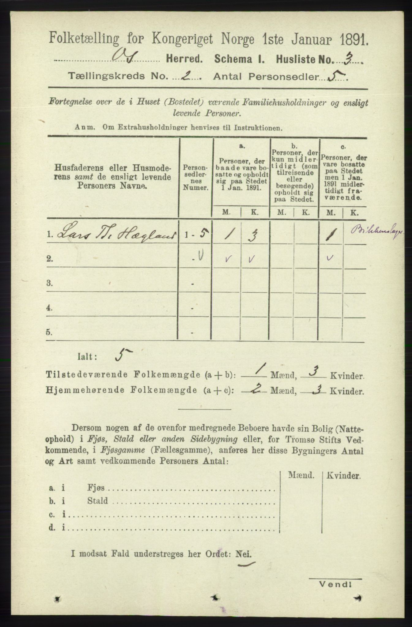 RA, 1891 census for 1243 Os, 1891, p. 357