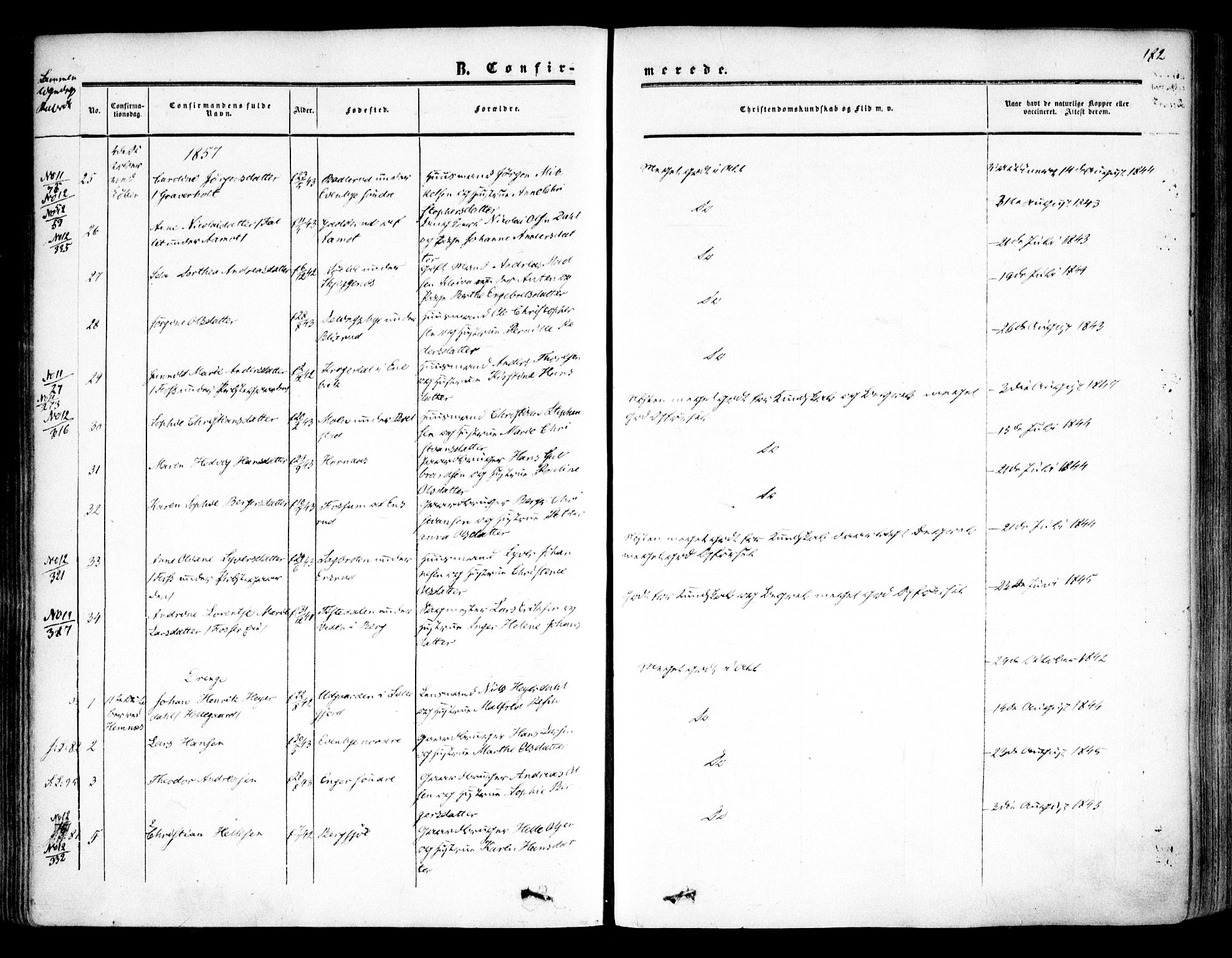 Høland prestekontor Kirkebøker, AV/SAO-A-10346a/F/Fa/L0010: Parish register (official) no. I 10, 1854-1861, p. 182