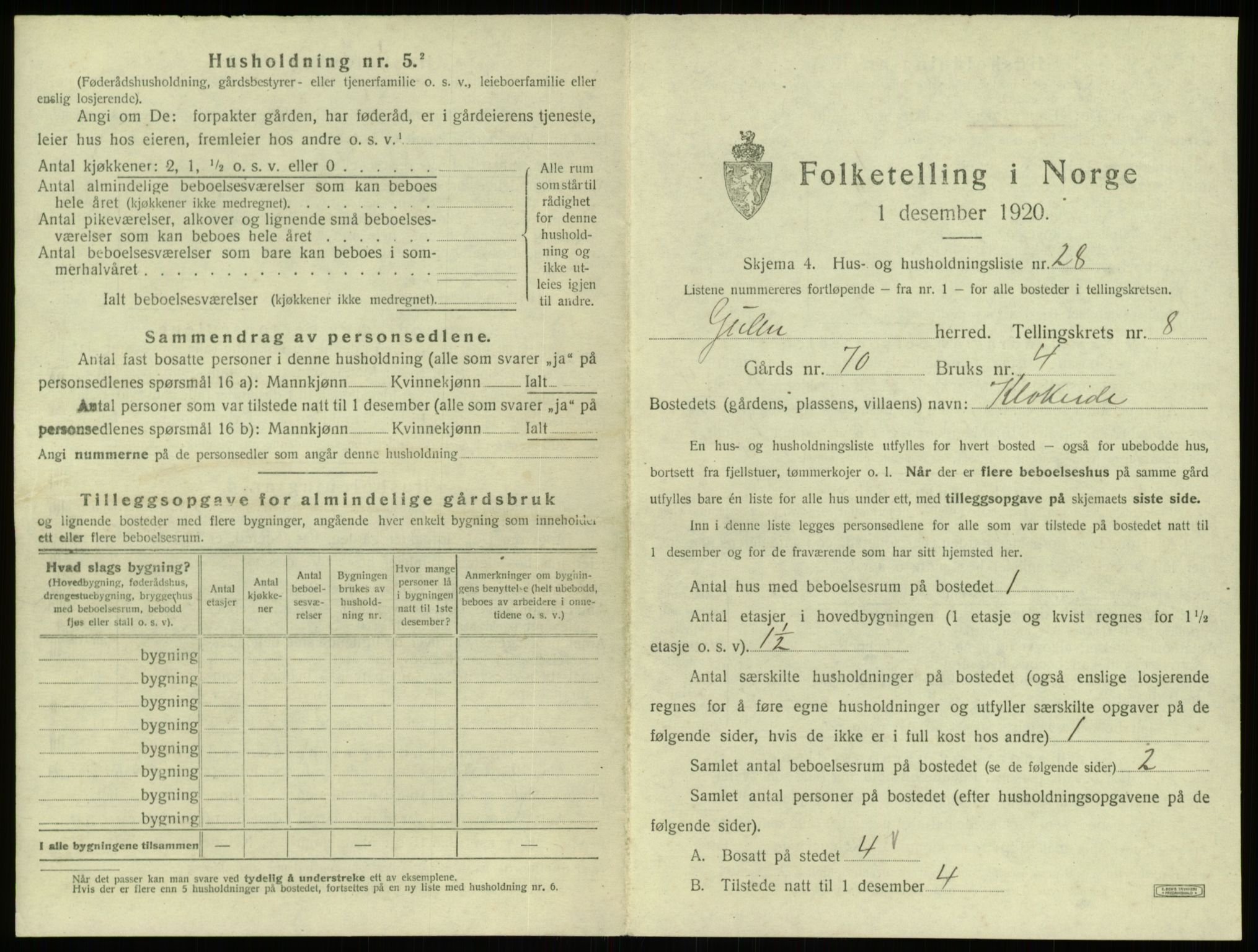 SAB, 1920 census for Gulen, 1920, p. 523