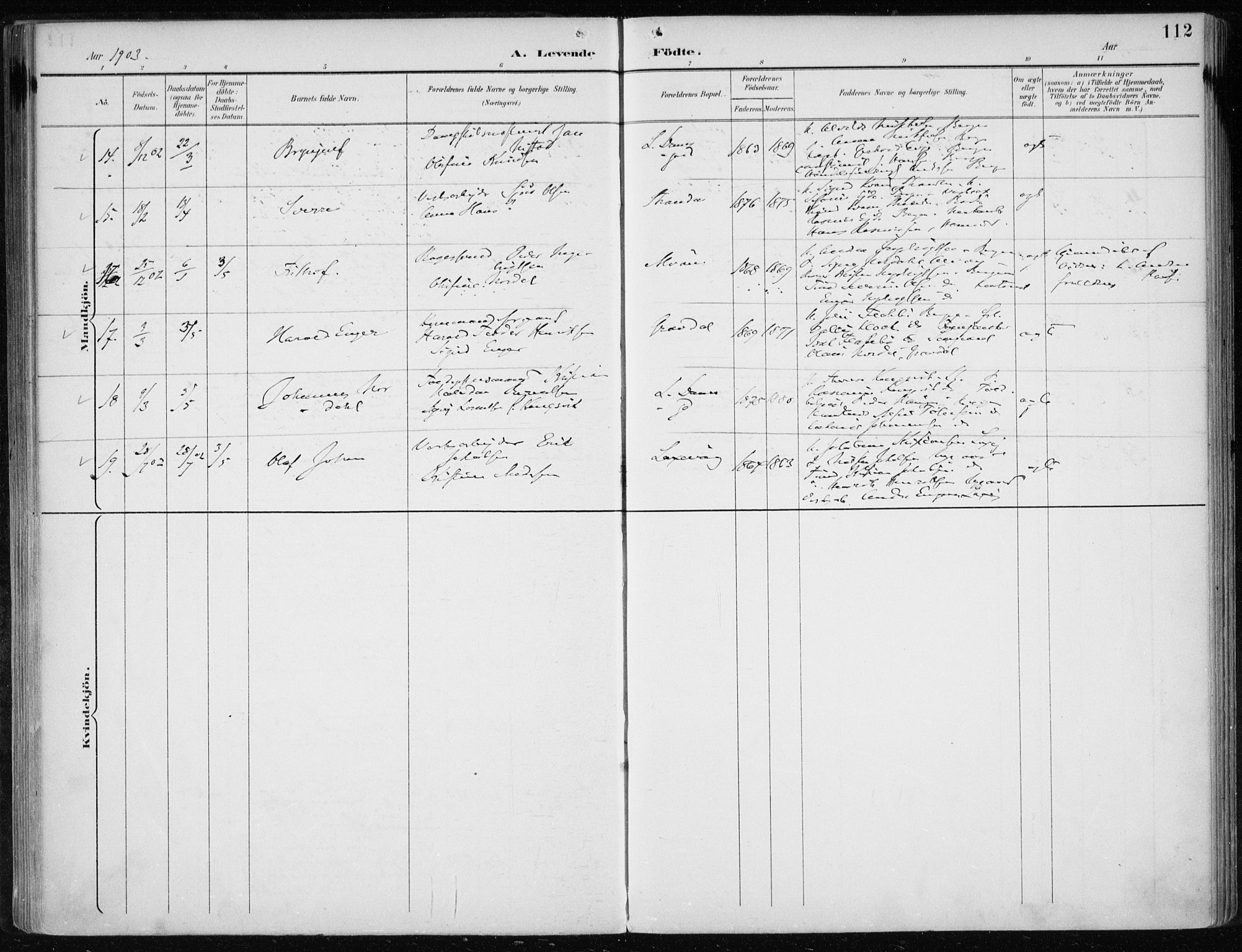 Askøy Sokneprestembete, AV/SAB-A-74101/H/Ha/Haa/Haae/L0003: Parish register (official) no. E 3, 1891-1903, p. 112