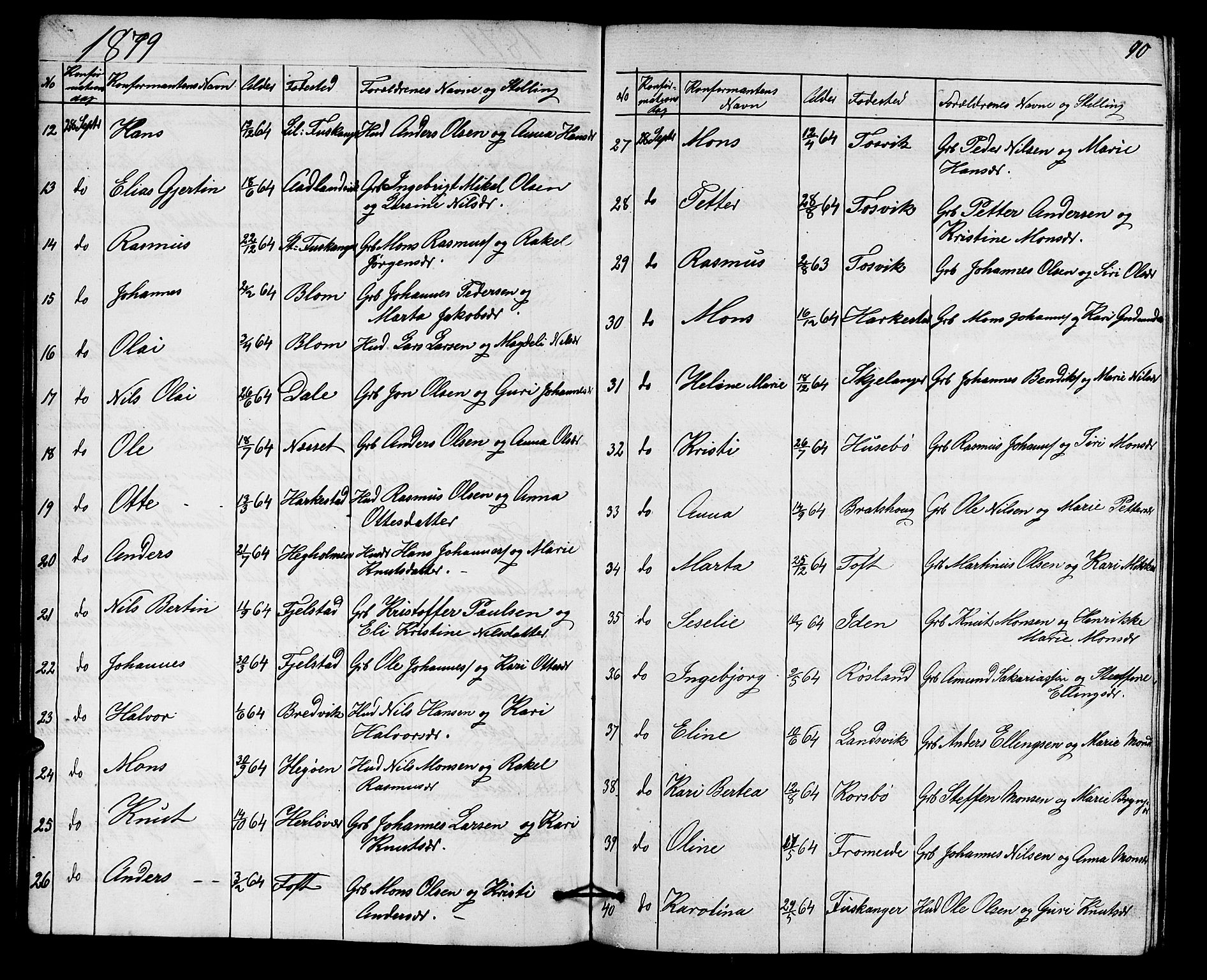 Herdla Sokneprestembete, AV/SAB-A-75701/H/Hab: Parish register (copy) no. A 1, 1859-1880, p. 90