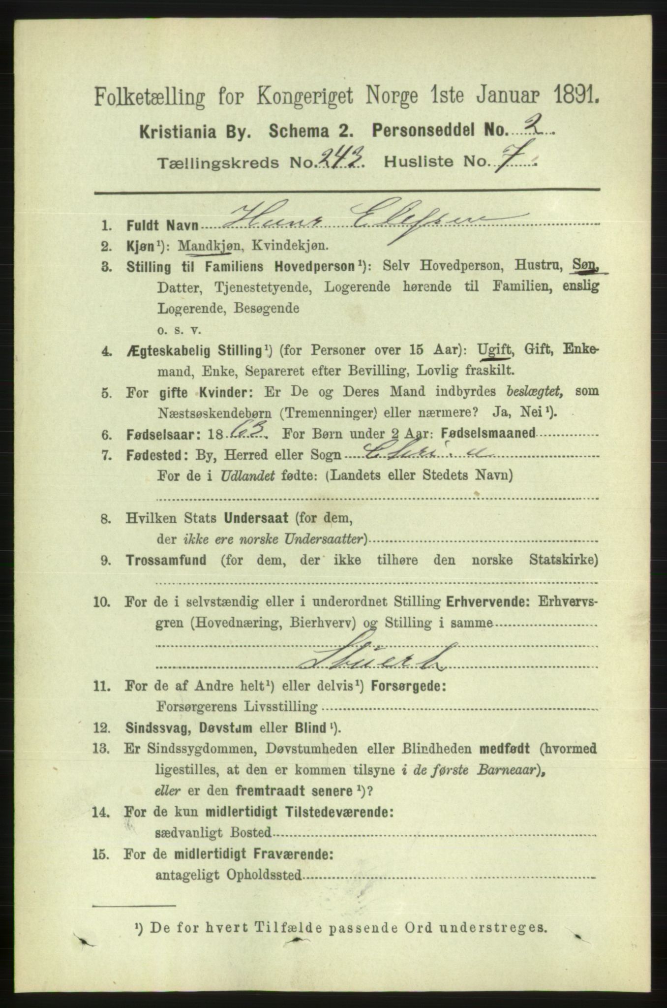 RA, 1891 census for 0301 Kristiania, 1891, p. 147892