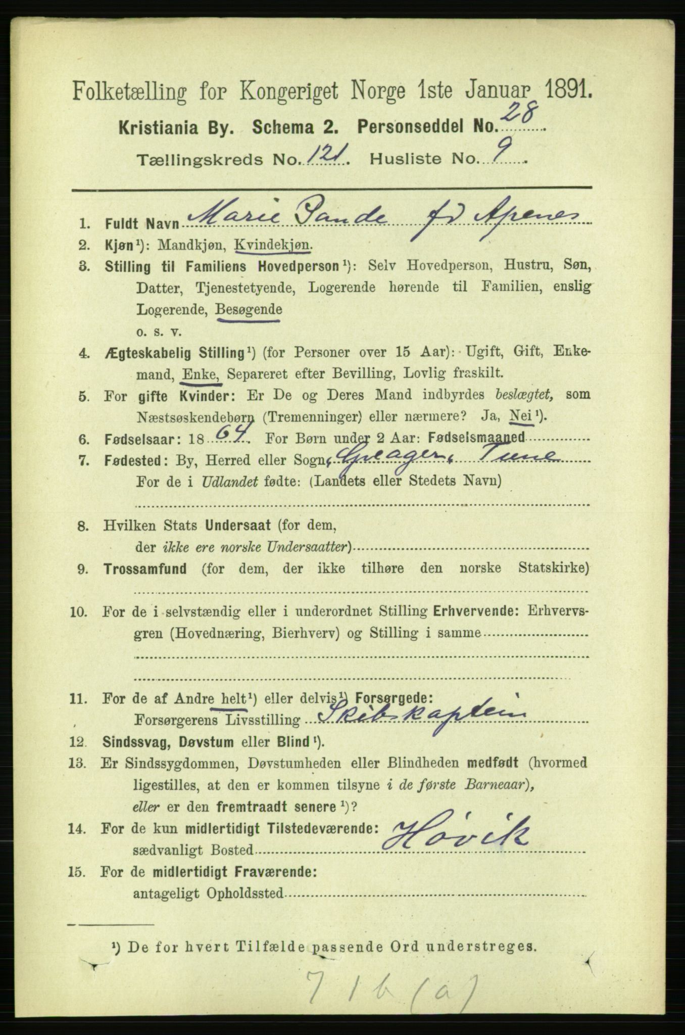 RA, 1891 census for 0301 Kristiania, 1891, p. 64554