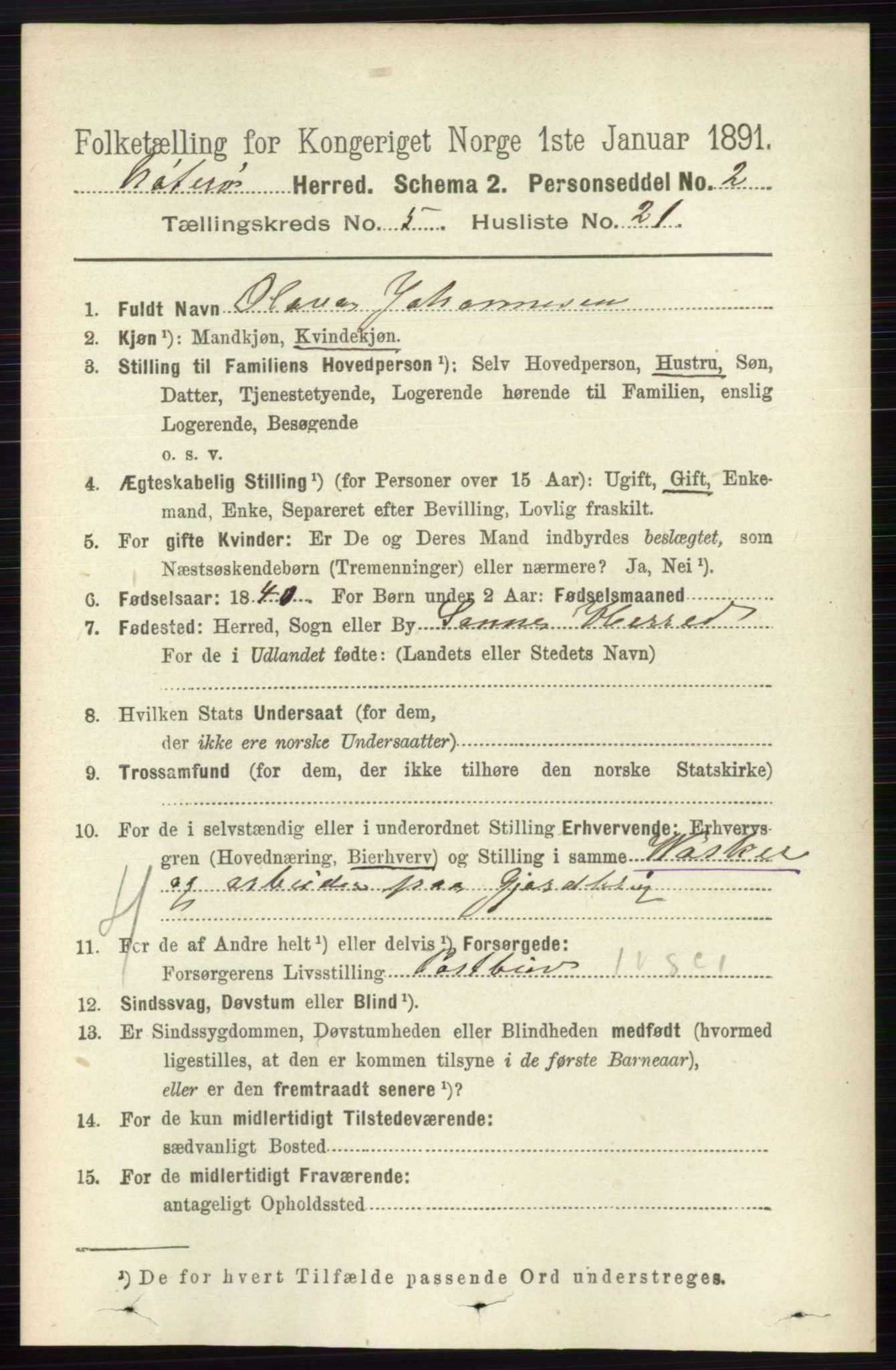 RA, 1891 census for 0722 Nøtterøy, 1891, p. 2668