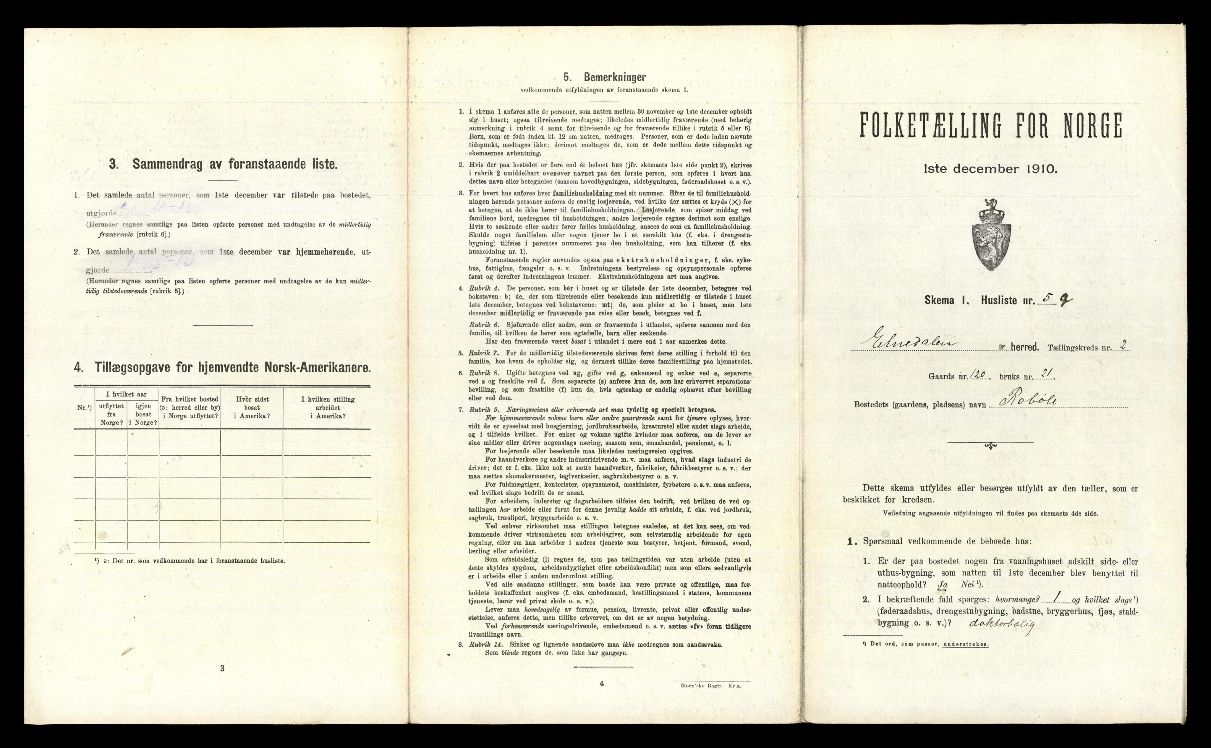 RA, 1910 census for Etnedal, 1910, p. 117