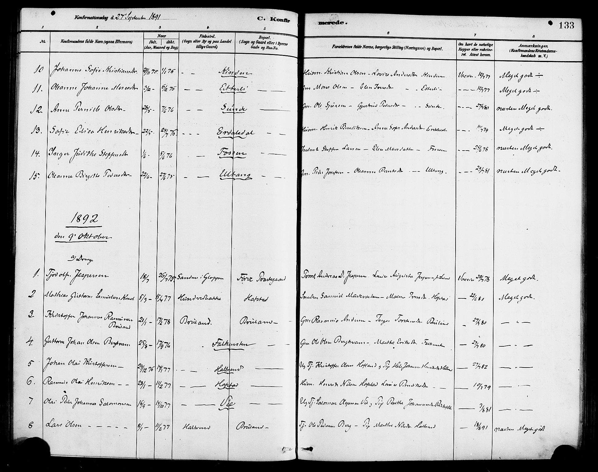 Førde sokneprestembete, AV/SAB-A-79901/H/Haa/Haab/L0001: Parish register (official) no. B 1, 1880-1898, p. 133