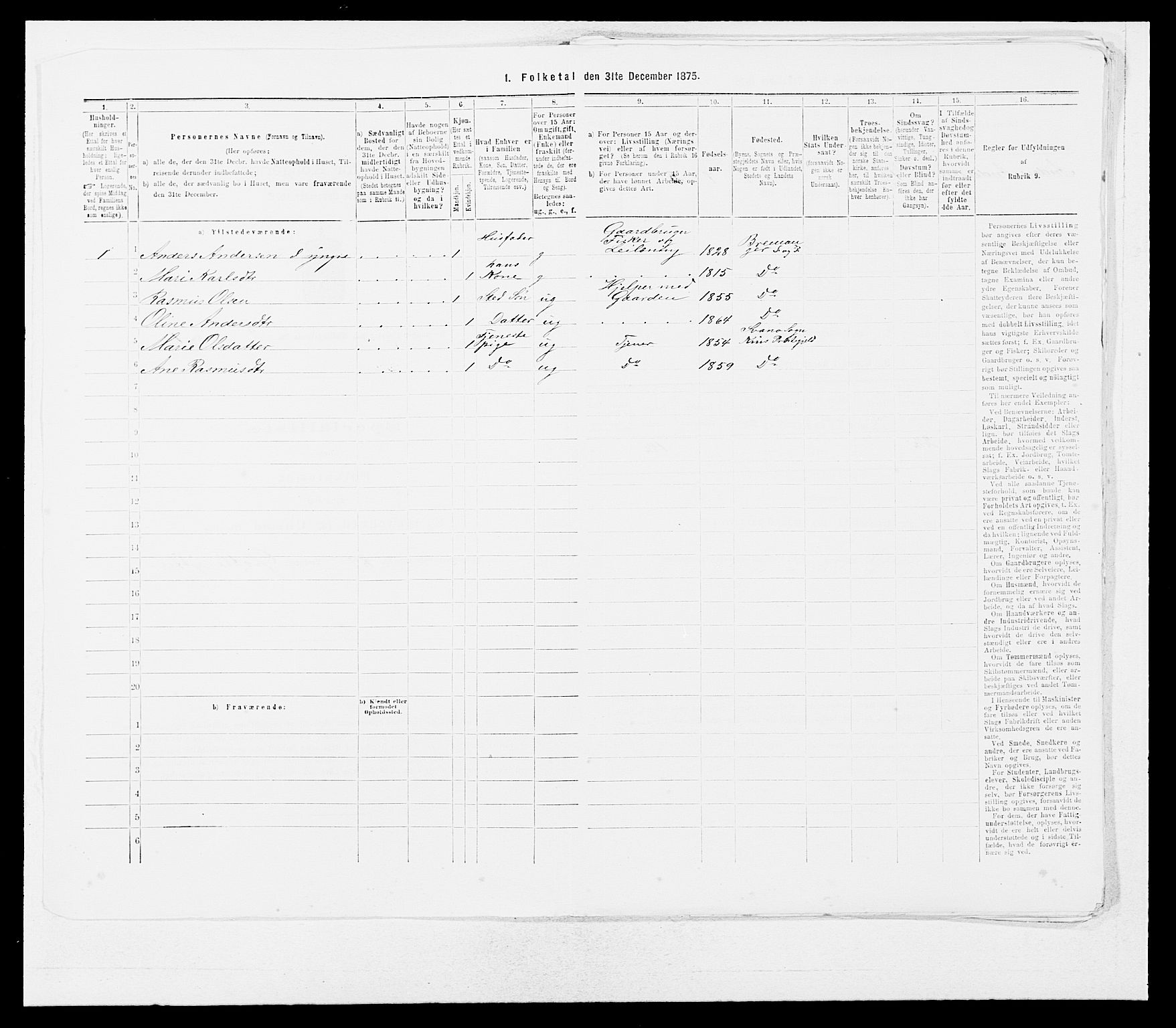 SAB, 1875 Census for 1438P Bremanger, 1875, p. 176