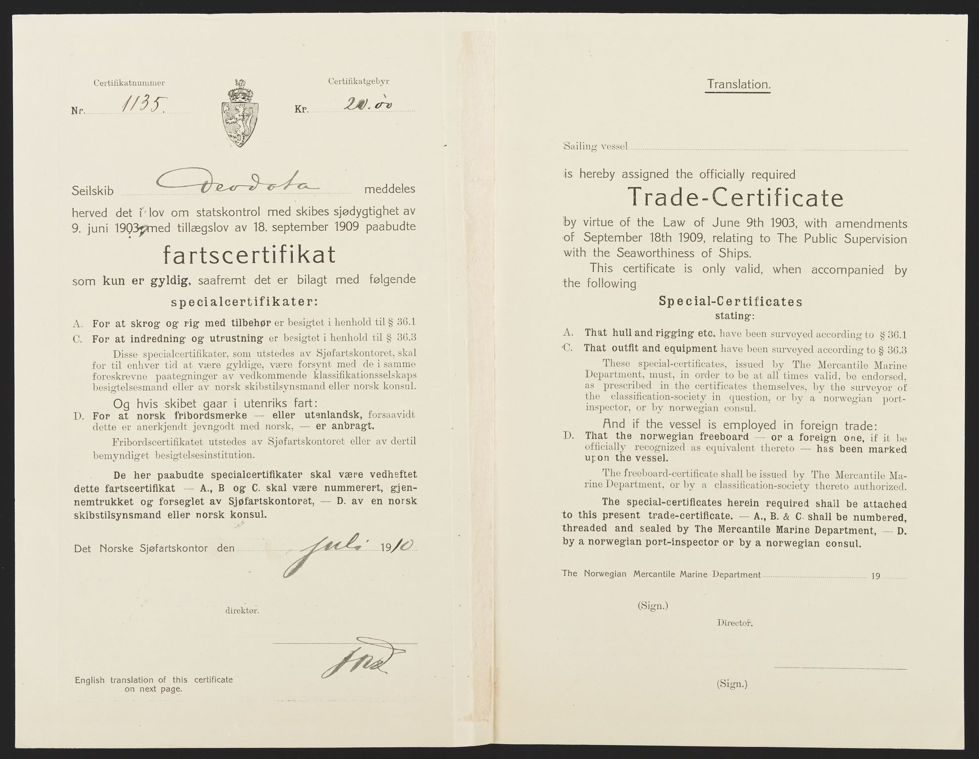 Sjøfartsdirektoratet med forløpere, skipsmapper slettede skip, AV/RA-S-4998/F/Fa/L0237: --, 1847-1934, p. 685