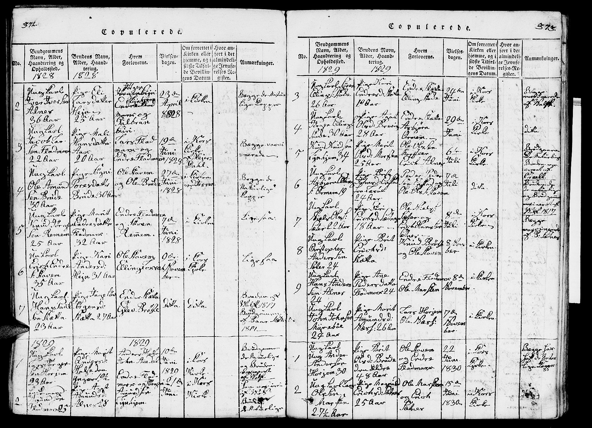 Ministerialprotokoller, klokkerbøker og fødselsregistre - Møre og Romsdal, AV/SAT-A-1454/546/L0595: Parish register (copy) no. 546C01, 1818-1836, p. 372-373