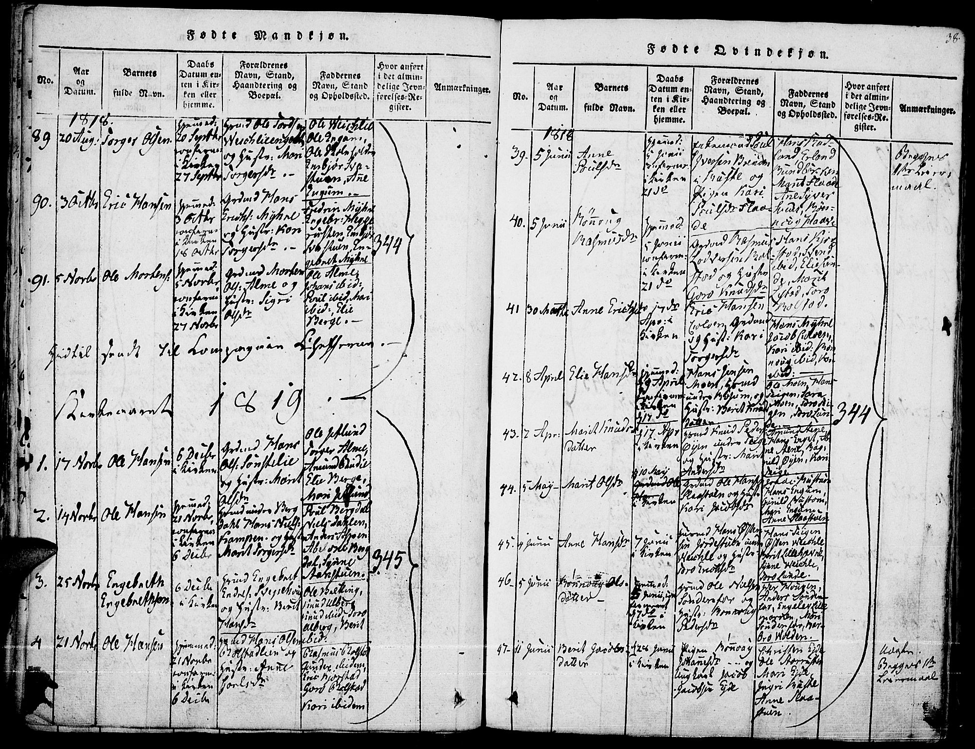 Fron prestekontor, SAH/PREST-078/H/Ha/Haa/L0002: Parish register (official) no. 2, 1816-1827, p. 38