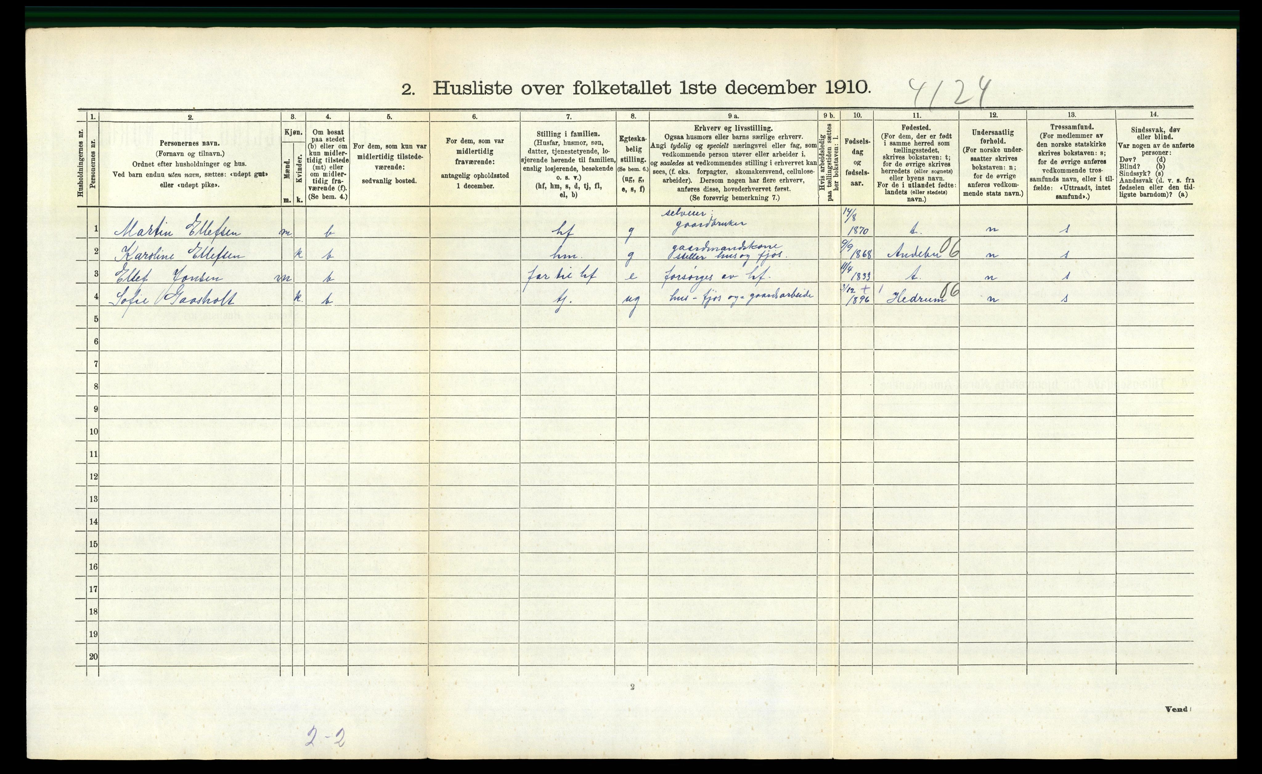 RA, 1910 census for Sandeherred, 1910, p. 804