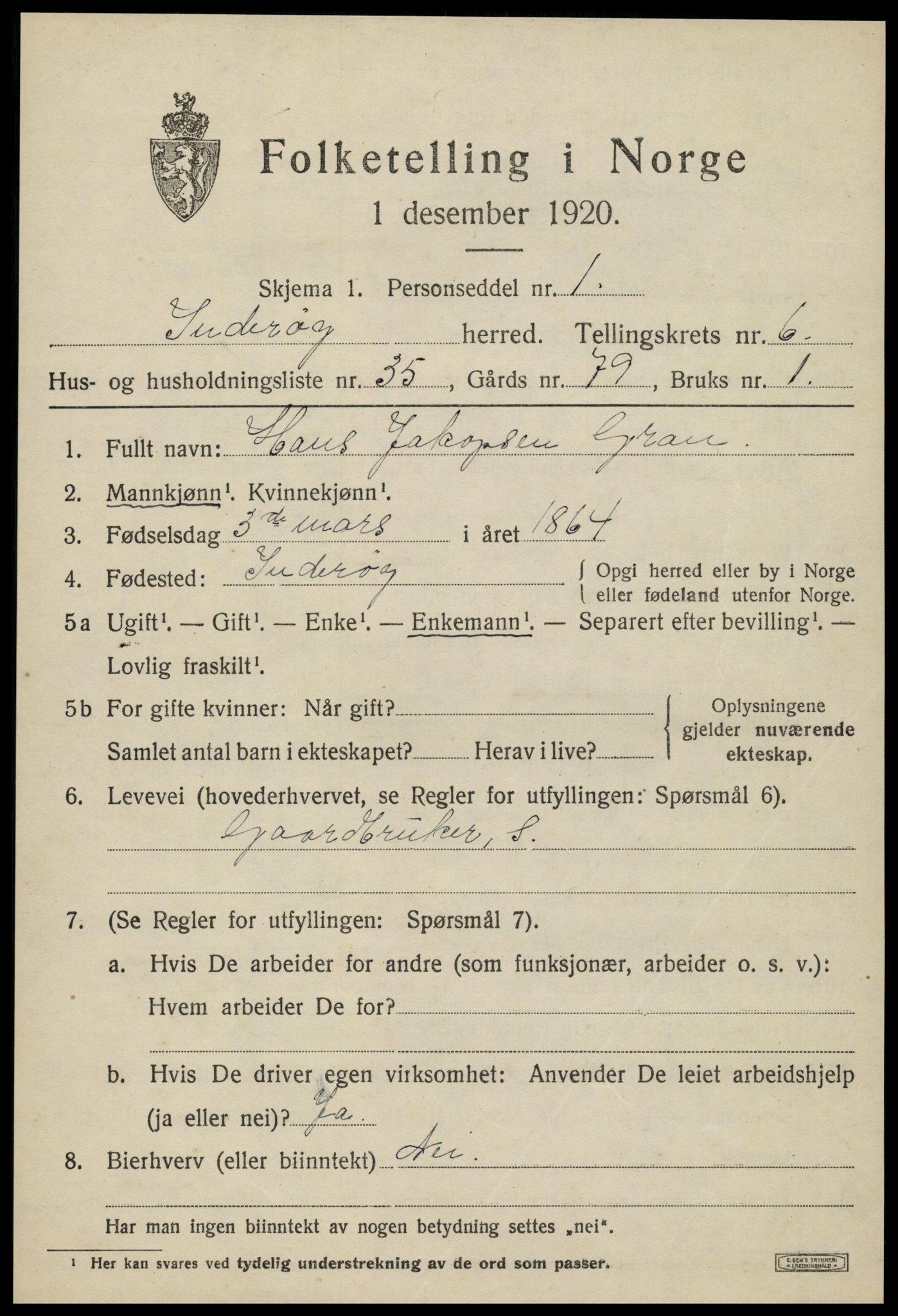 SAT, 1920 census for Inderøy, 1920, p. 5075