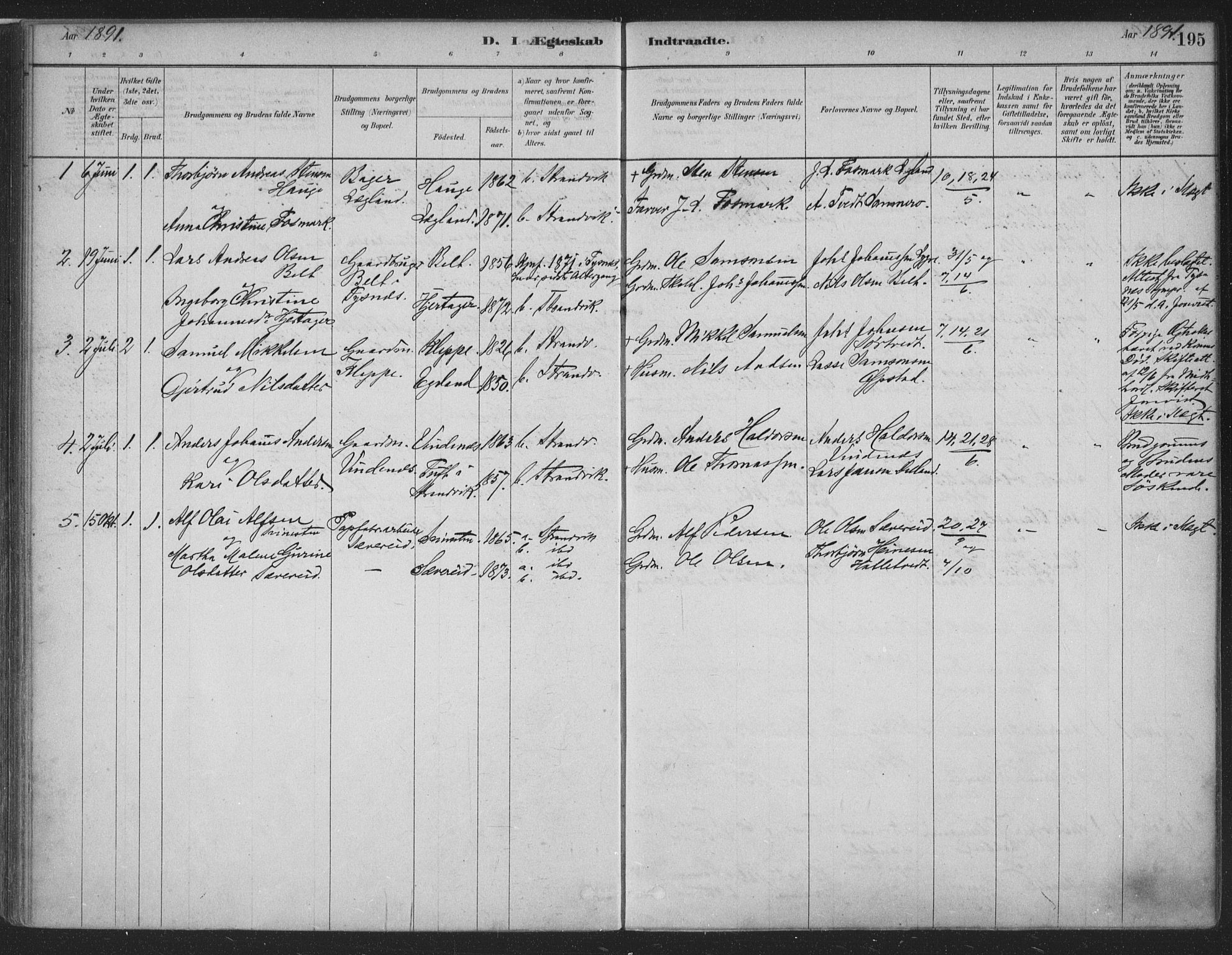 Fusa sokneprestembete, SAB/A-75401/H/Haa: Parish register (official) no. D 1, 1880-1938, p. 195