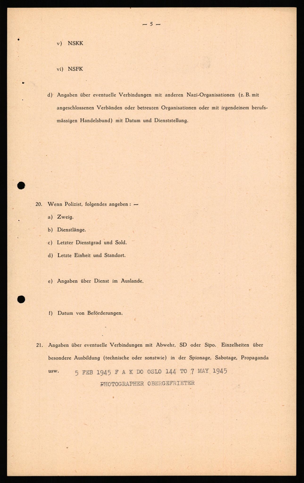 Forsvaret, Forsvarets overkommando II, AV/RA-RAFA-3915/D/Db/L0041: CI Questionaires.  Diverse nasjonaliteter., 1945-1946, p. 209