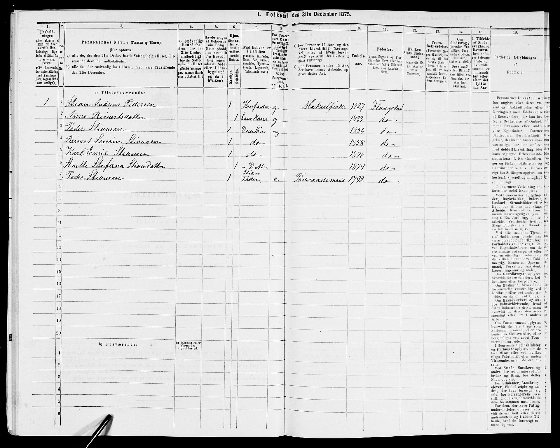 SAK, 1875 census for 0915P Dypvåg, 1875, p. 1609