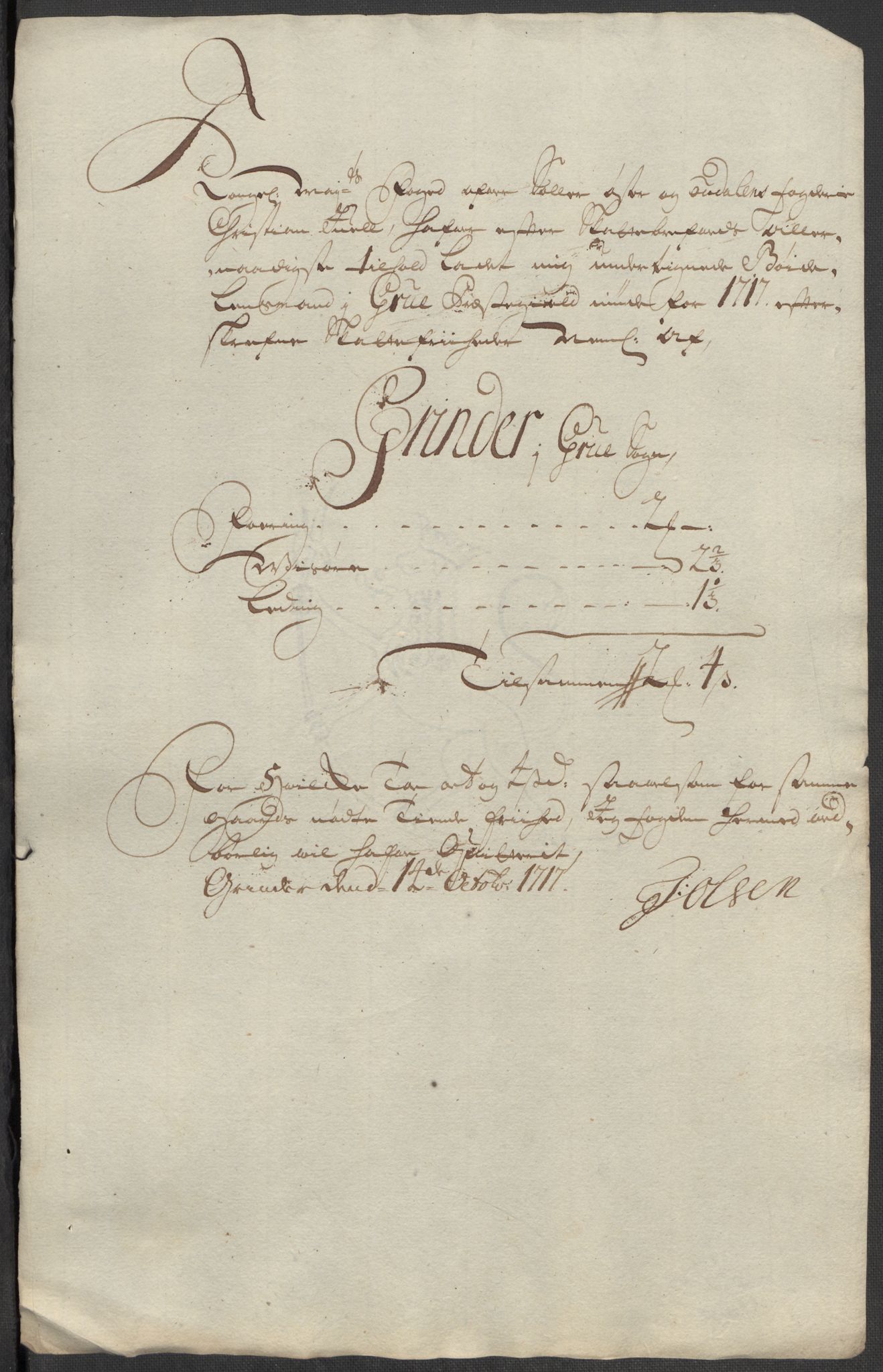 Rentekammeret inntil 1814, Reviderte regnskaper, Fogderegnskap, AV/RA-EA-4092/R13/L0856: Fogderegnskap Solør, Odal og Østerdal, 1717, p. 335