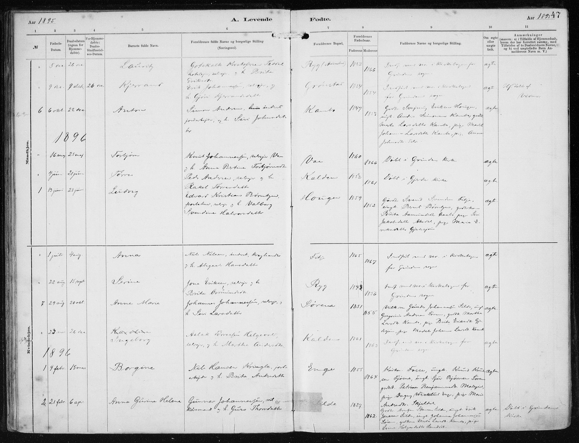 Etne sokneprestembete, SAB/A-75001/H/Haa: Parish register (official) no. B  1, 1879-1919, p. 47