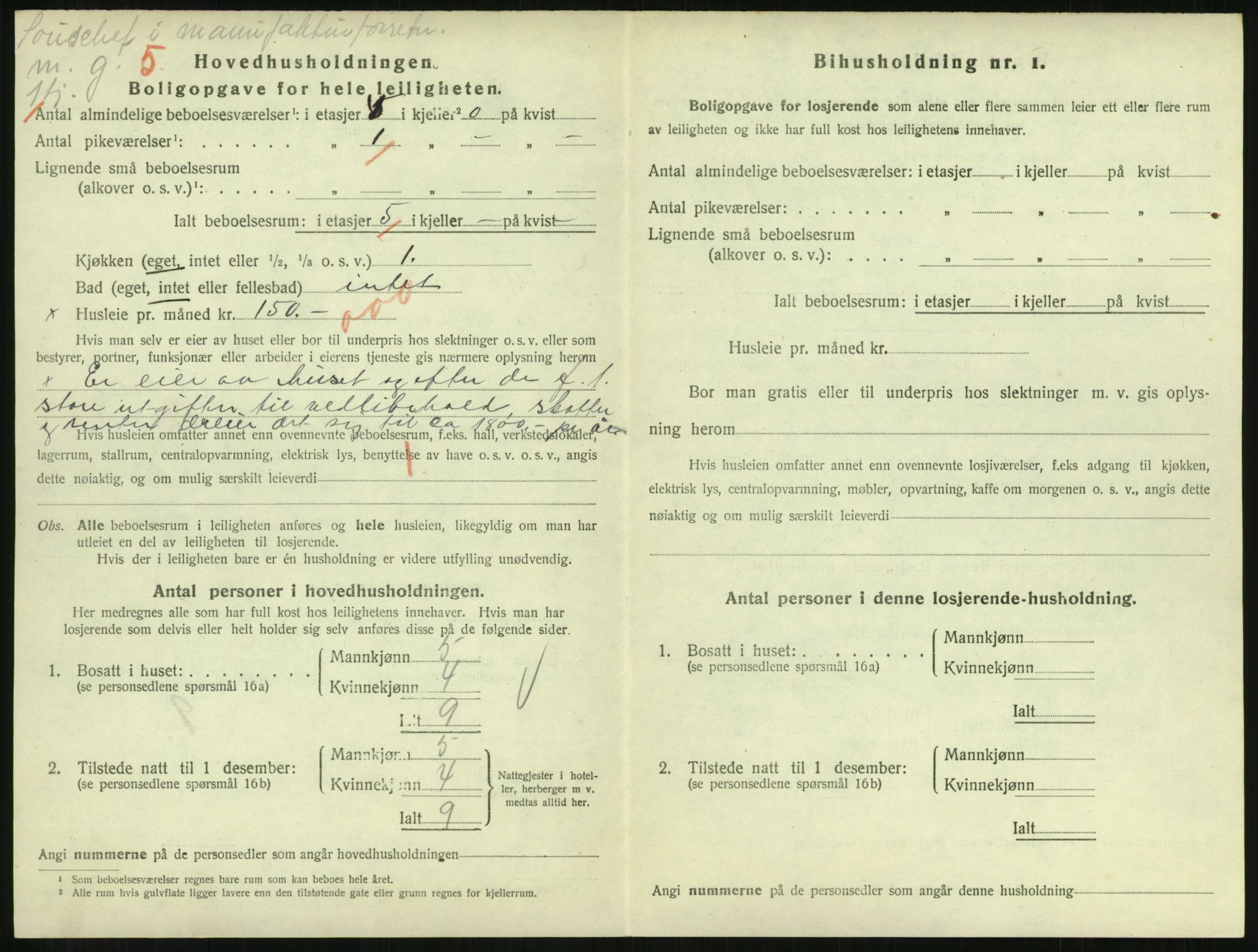 SAH, 1920 census for Lillehammer, 1920, p. 3015