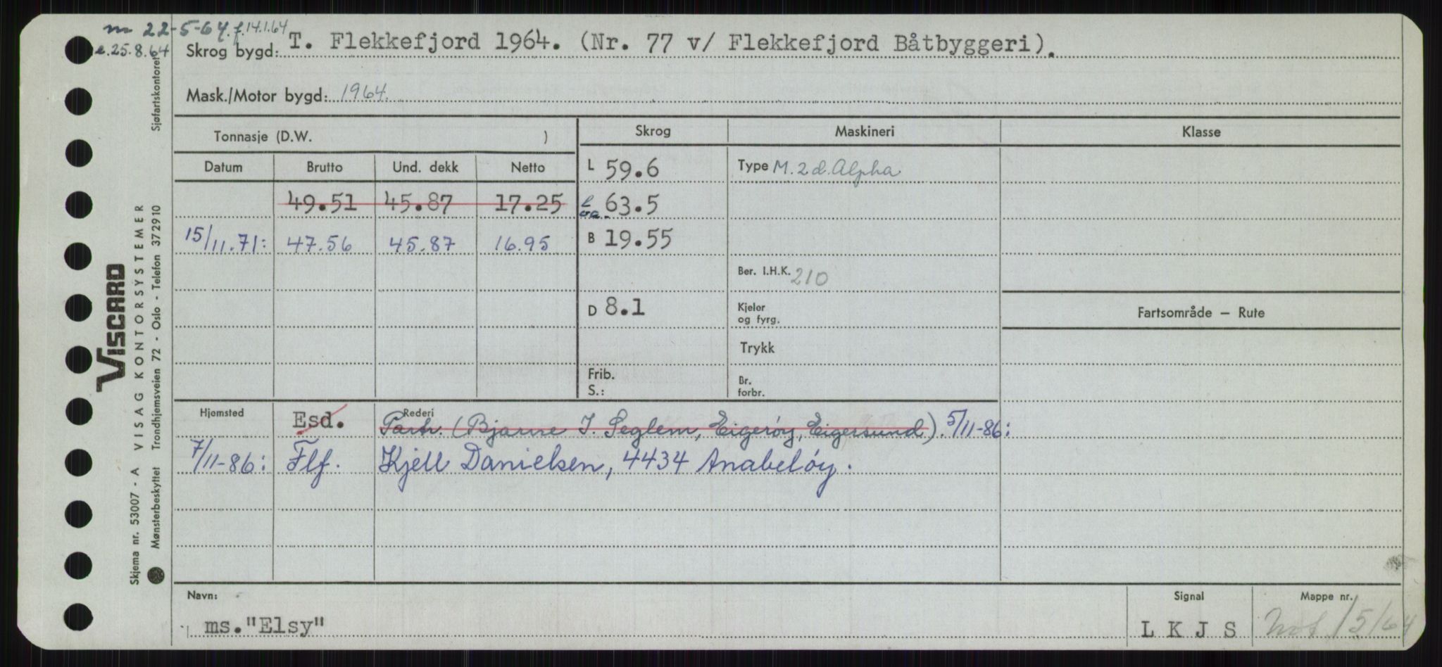 Sjøfartsdirektoratet med forløpere, Skipsmålingen, AV/RA-S-1627/H/Ha/L0002/0001: Fartøy, Eik-Hill / Fartøy, Eik-F, p. 149