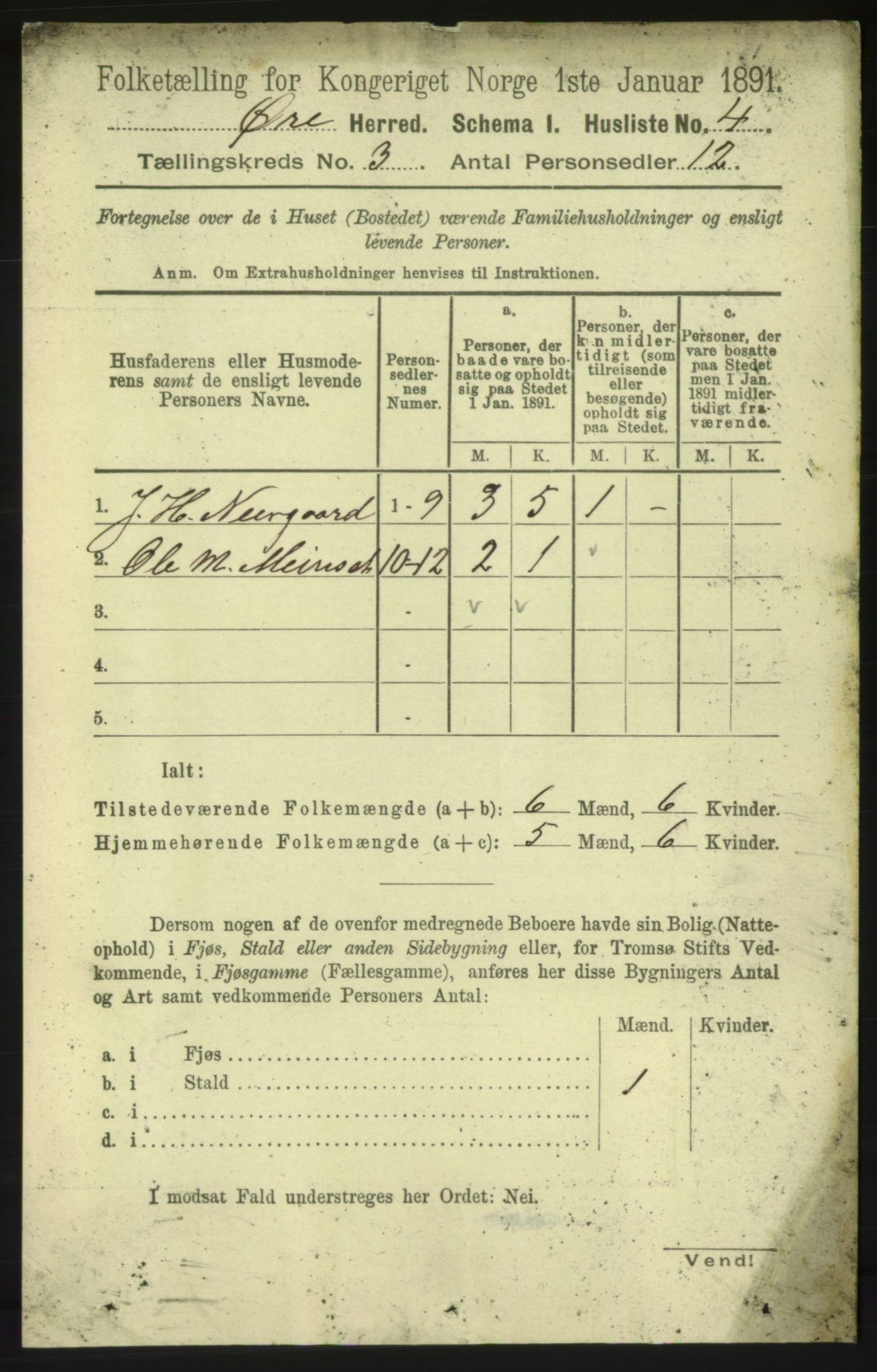 RA, 1891 census for 1558 Øre, 1891, p. 1029