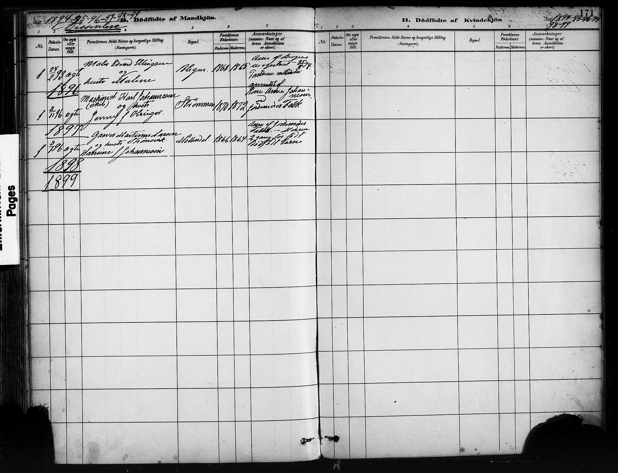 Årstad sokneprestembete, AV/SAB-A-79301/H/Haa/L0001: Parish register (official) no. A 1, 1886-1901, p. 171