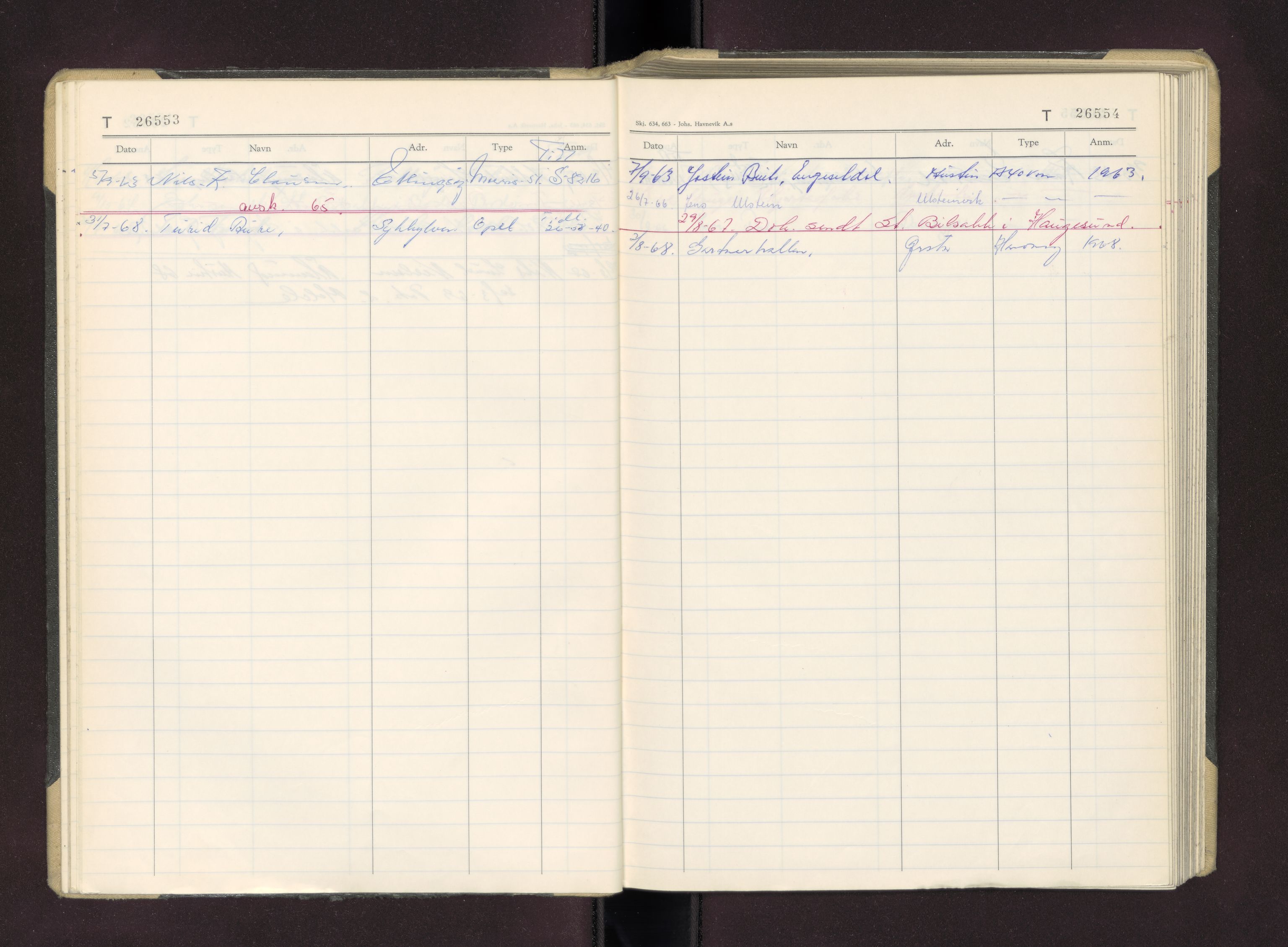 Møre og Romsdal vegkontor - Ålesund trafikkstasjon, AV/SAT-A-4099/F/Fc/L0026: Bilregister; T 26500 - T 26999, 1960-1970