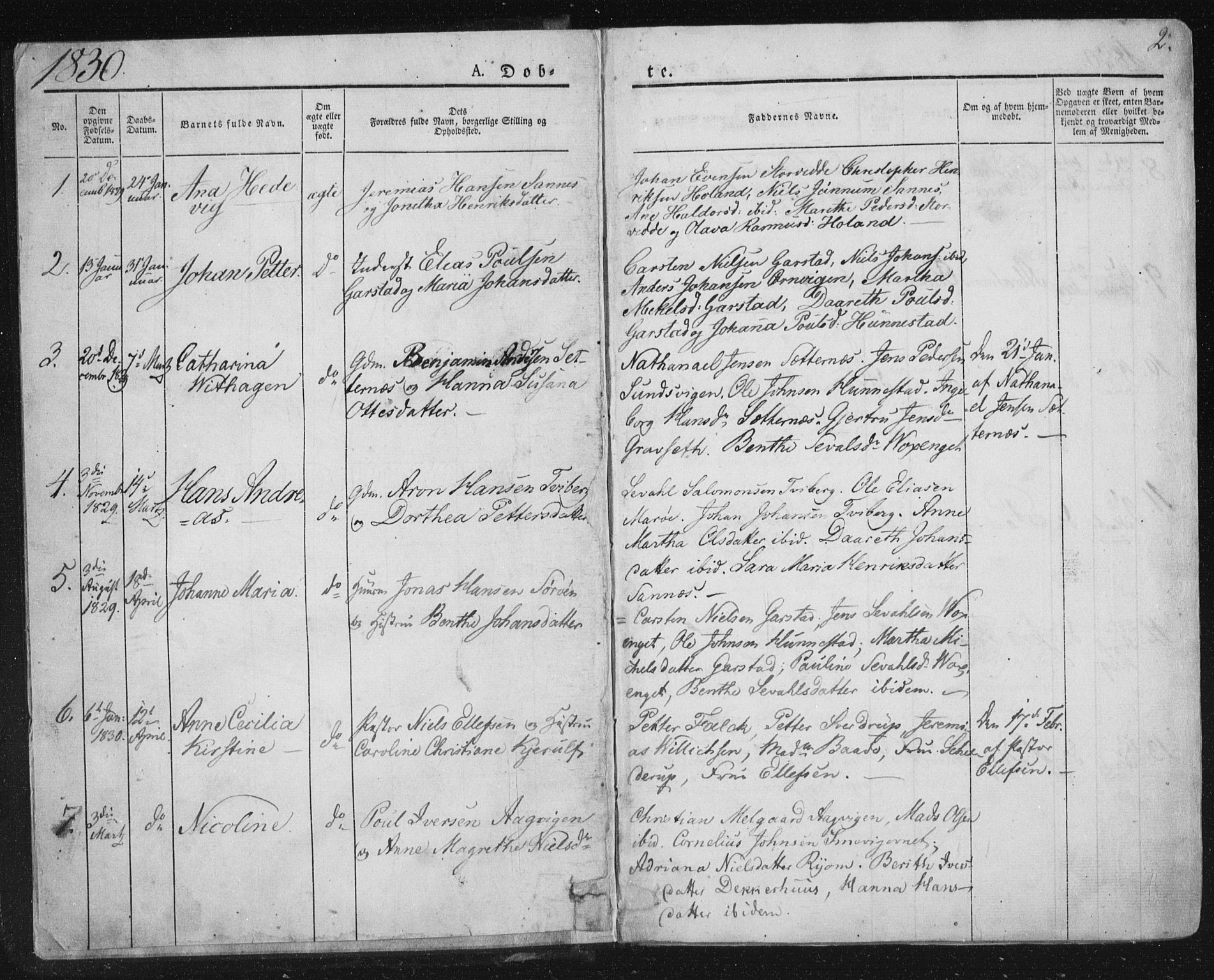 Ministerialprotokoller, klokkerbøker og fødselsregistre - Nord-Trøndelag, SAT/A-1458/784/L0669: Parish register (official) no. 784A04, 1829-1859, p. 2