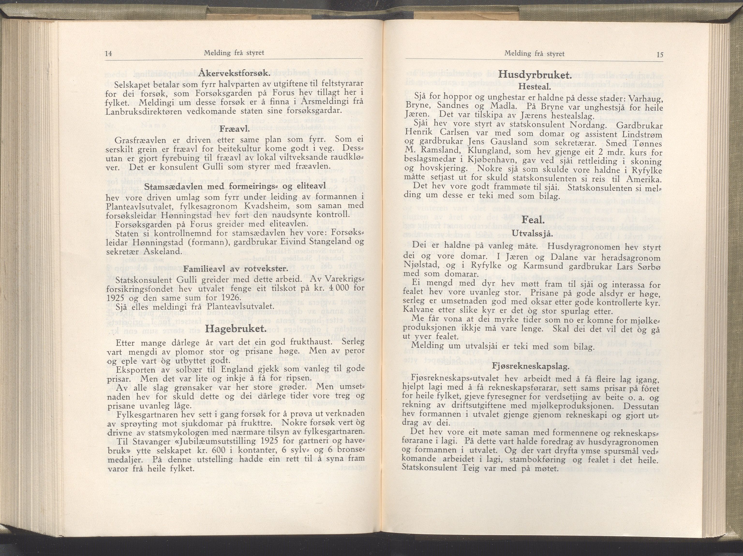 Rogaland fylkeskommune - Fylkesrådmannen , IKAR/A-900/A/Aa/Aaa/L0045: Møtebok , 1926, p. 14-15