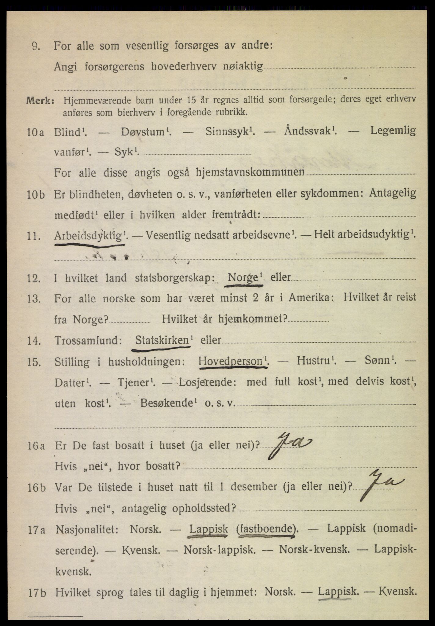 SAT, 1920 census for Meråker, 1920, p. 4609
