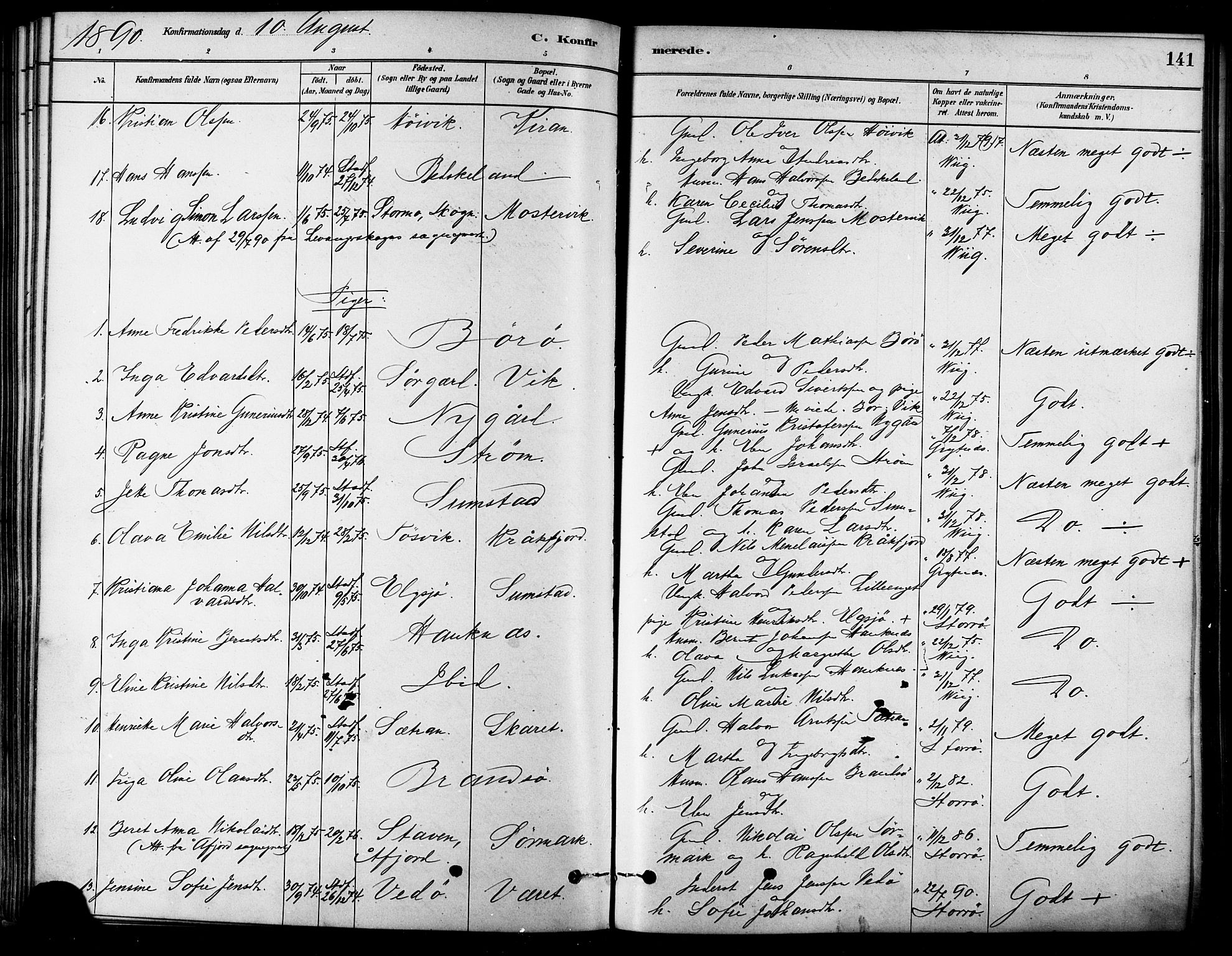 Ministerialprotokoller, klokkerbøker og fødselsregistre - Sør-Trøndelag, SAT/A-1456/657/L0707: Parish register (official) no. 657A08, 1879-1893, p. 141