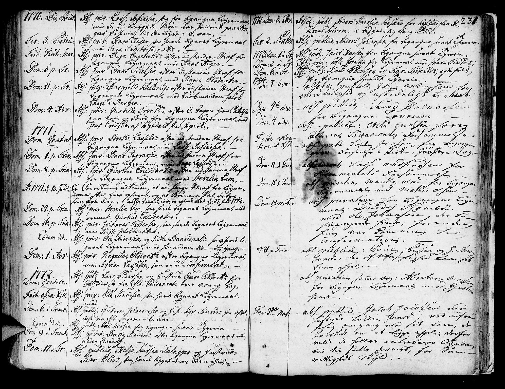 Lærdal sokneprestembete, AV/SAB-A-81201: Parish register (official) no. A 2, 1752-1782, p. 231