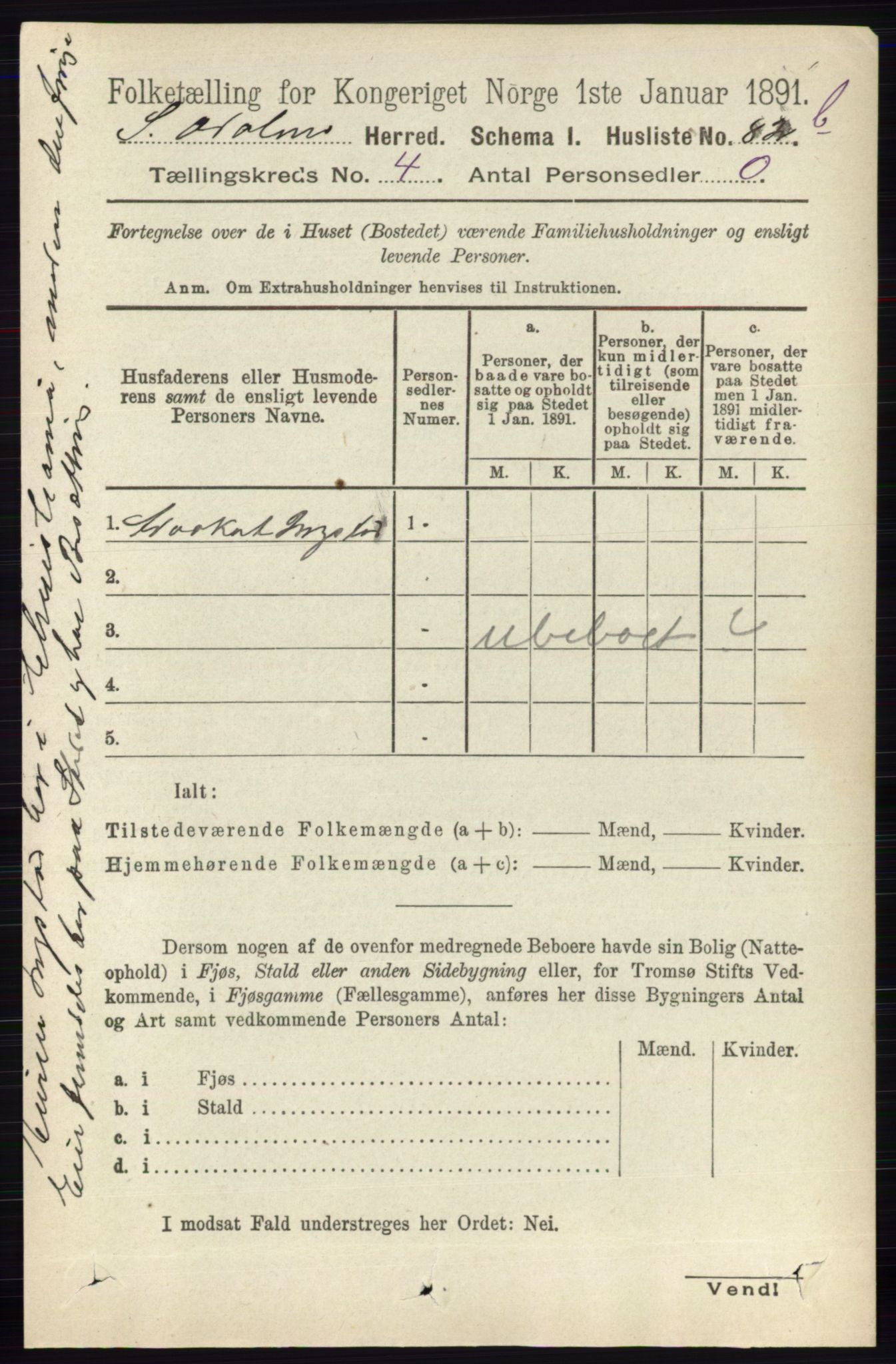 RA, 1891 census for 0419 Sør-Odal, 1891, p. 1736