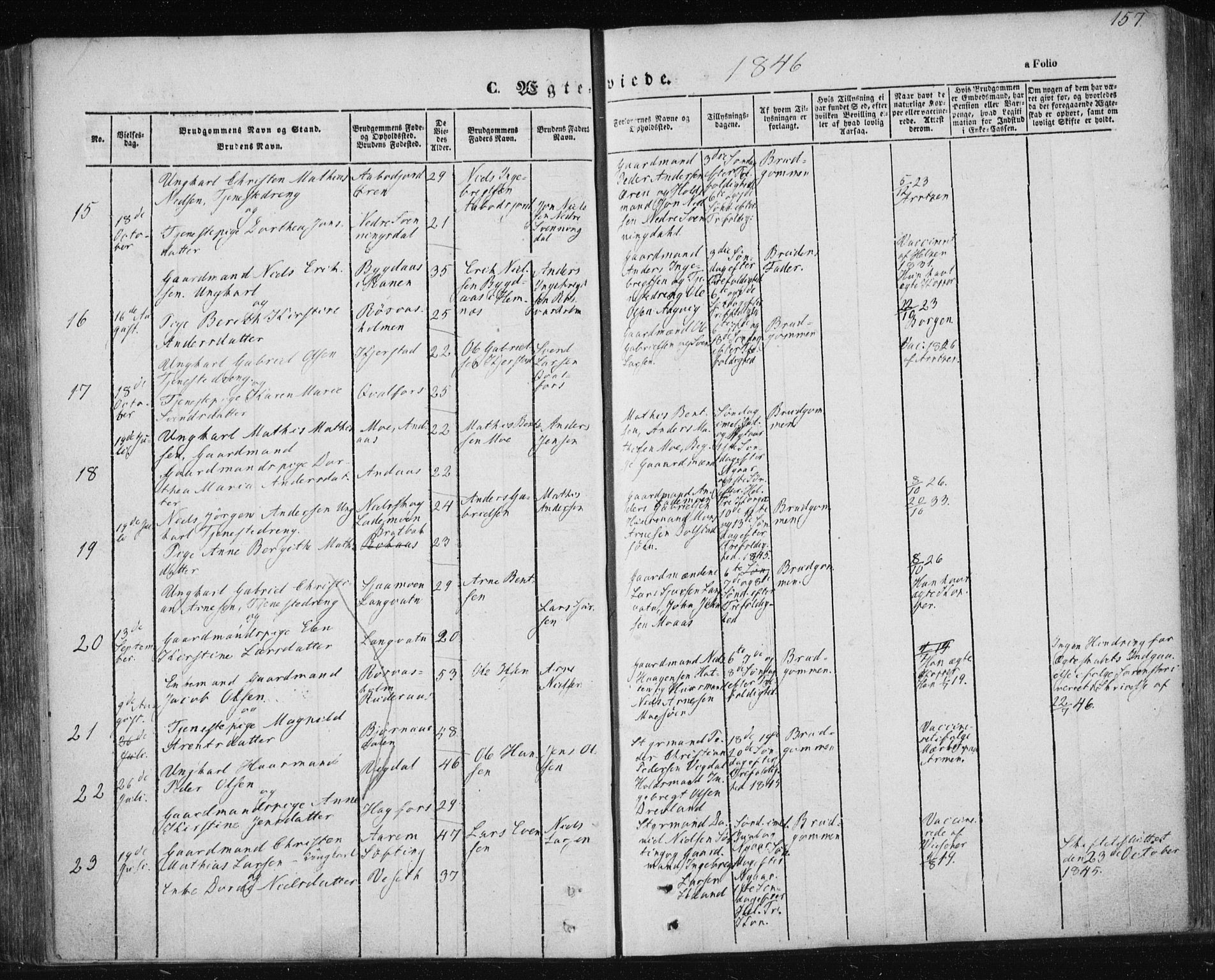 Ministerialprotokoller, klokkerbøker og fødselsregistre - Nordland, AV/SAT-A-1459/820/L0291: Parish register (official) no. 820A12, 1846-1854, p. 157