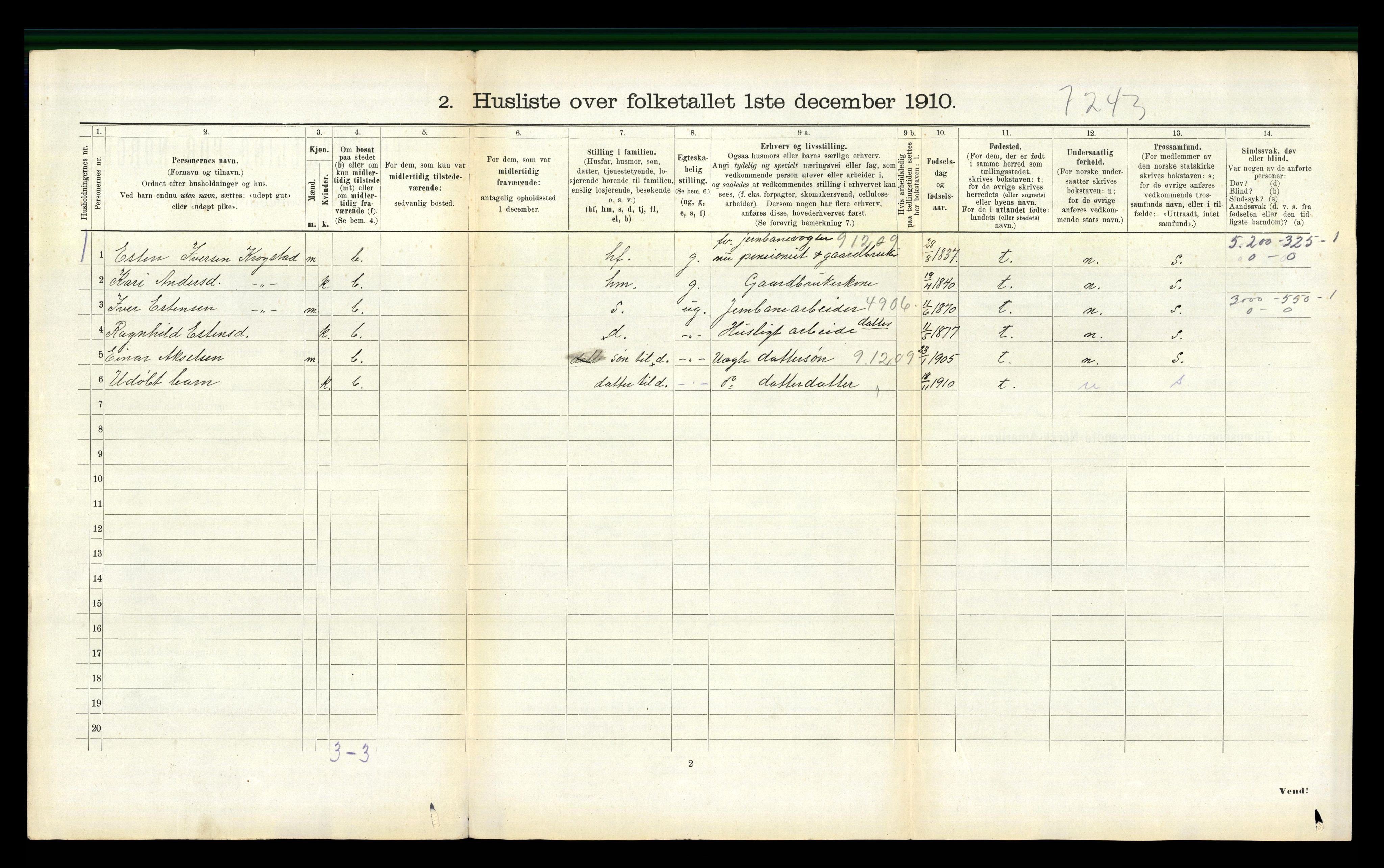 RA, 1910 census for Horg, 1910, p. 451