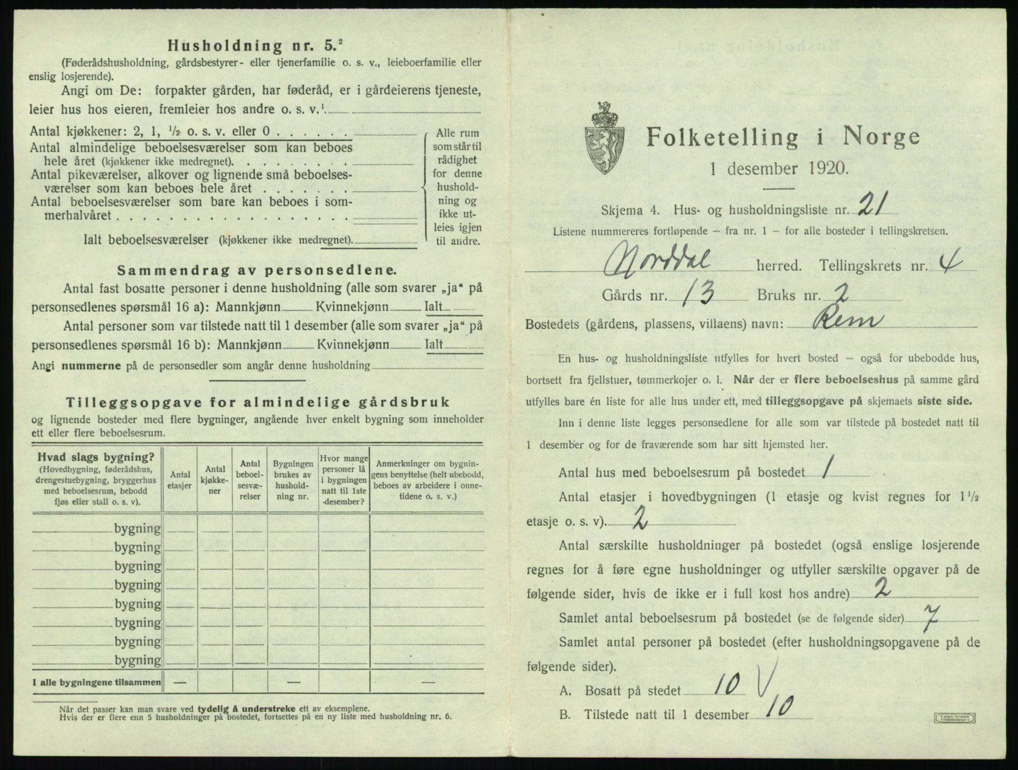 SAT, 1920 census for Norddal, 1920, p. 357