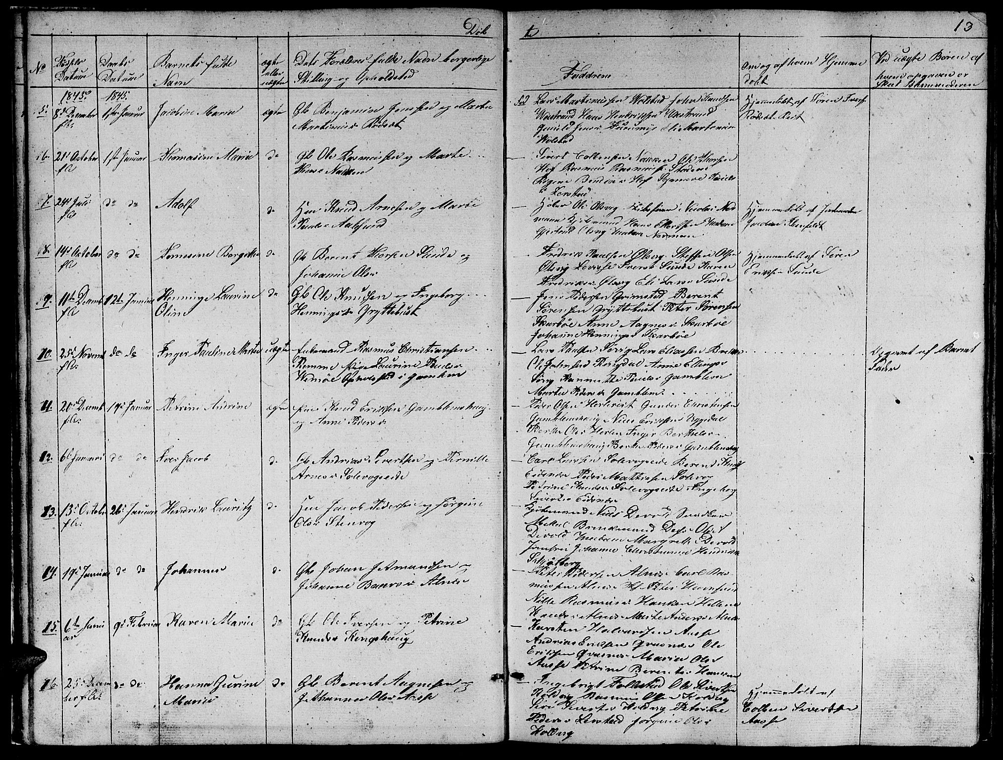 Ministerialprotokoller, klokkerbøker og fødselsregistre - Møre og Romsdal, AV/SAT-A-1454/528/L0426: Parish register (copy) no. 528C07, 1844-1854, p. 13