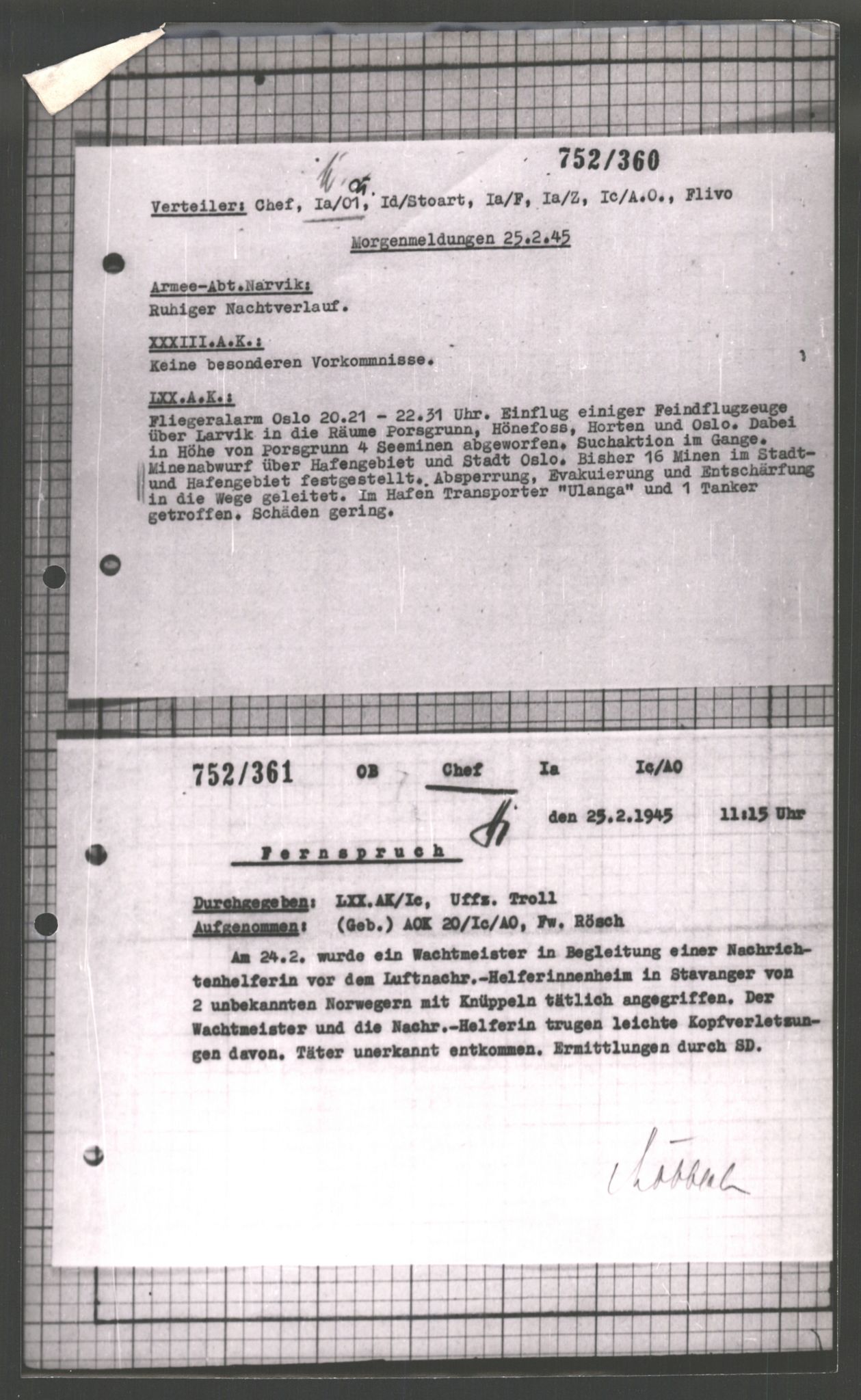 Forsvarets Overkommando. 2 kontor. Arkiv 11.4. Spredte tyske arkivsaker, AV/RA-RAFA-7031/D/Dar/Dara/L0003: Krigsdagbøker for 20. Gebirgs-Armee-Oberkommando (AOK 20), 1945, p. 268