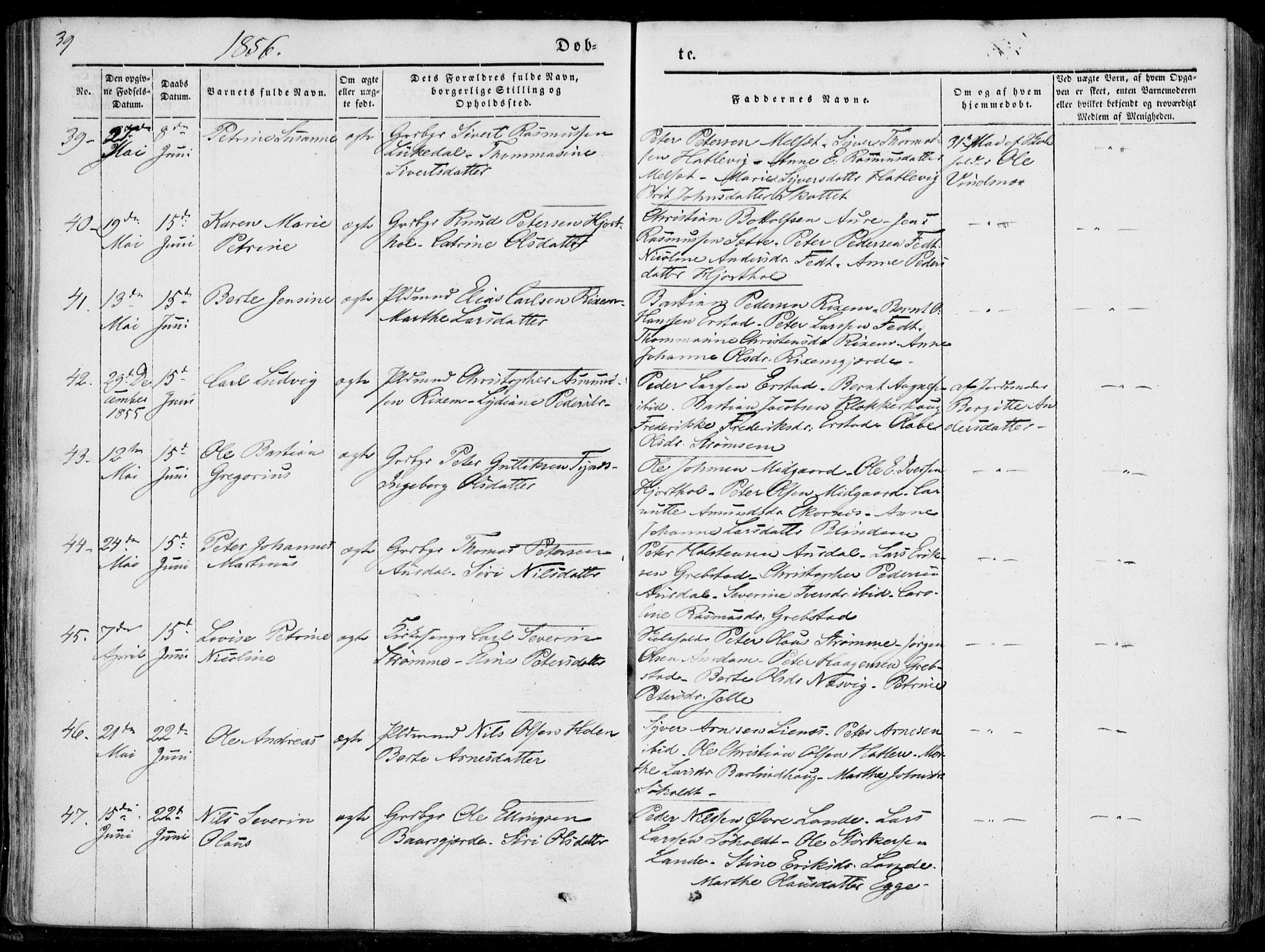 Ministerialprotokoller, klokkerbøker og fødselsregistre - Møre og Romsdal, AV/SAT-A-1454/522/L0313: Parish register (official) no. 522A08, 1852-1862, p. 39