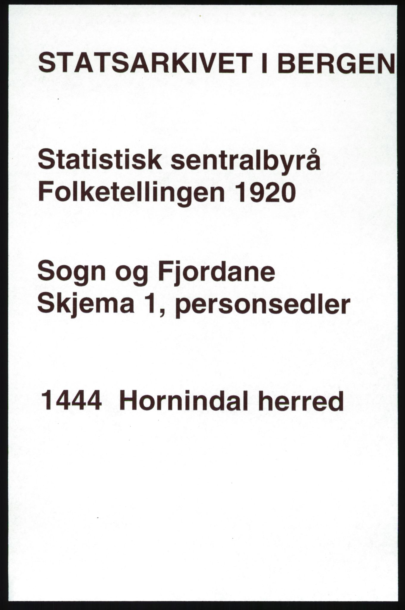 SAB, 1920 census for Hornindal, 1920, p. 516