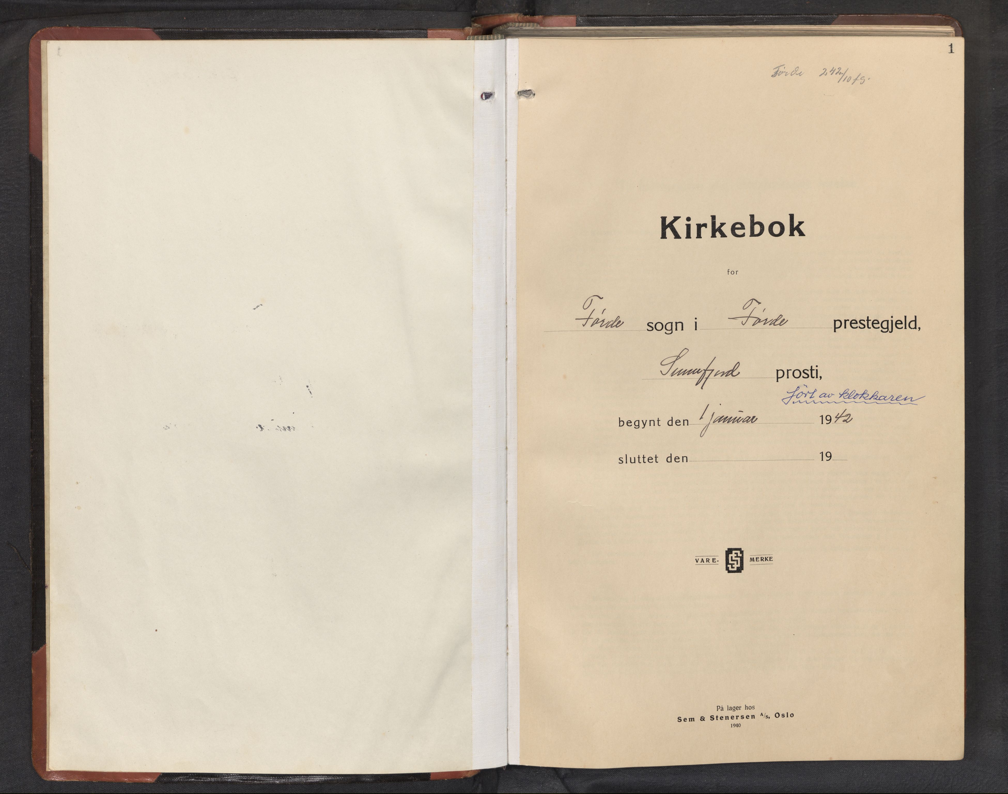 Førde sokneprestembete, SAB/A-79901/H/Hab/Haba/L0005: Parish register (copy) no. A 5, 1941-1960, p. 1
