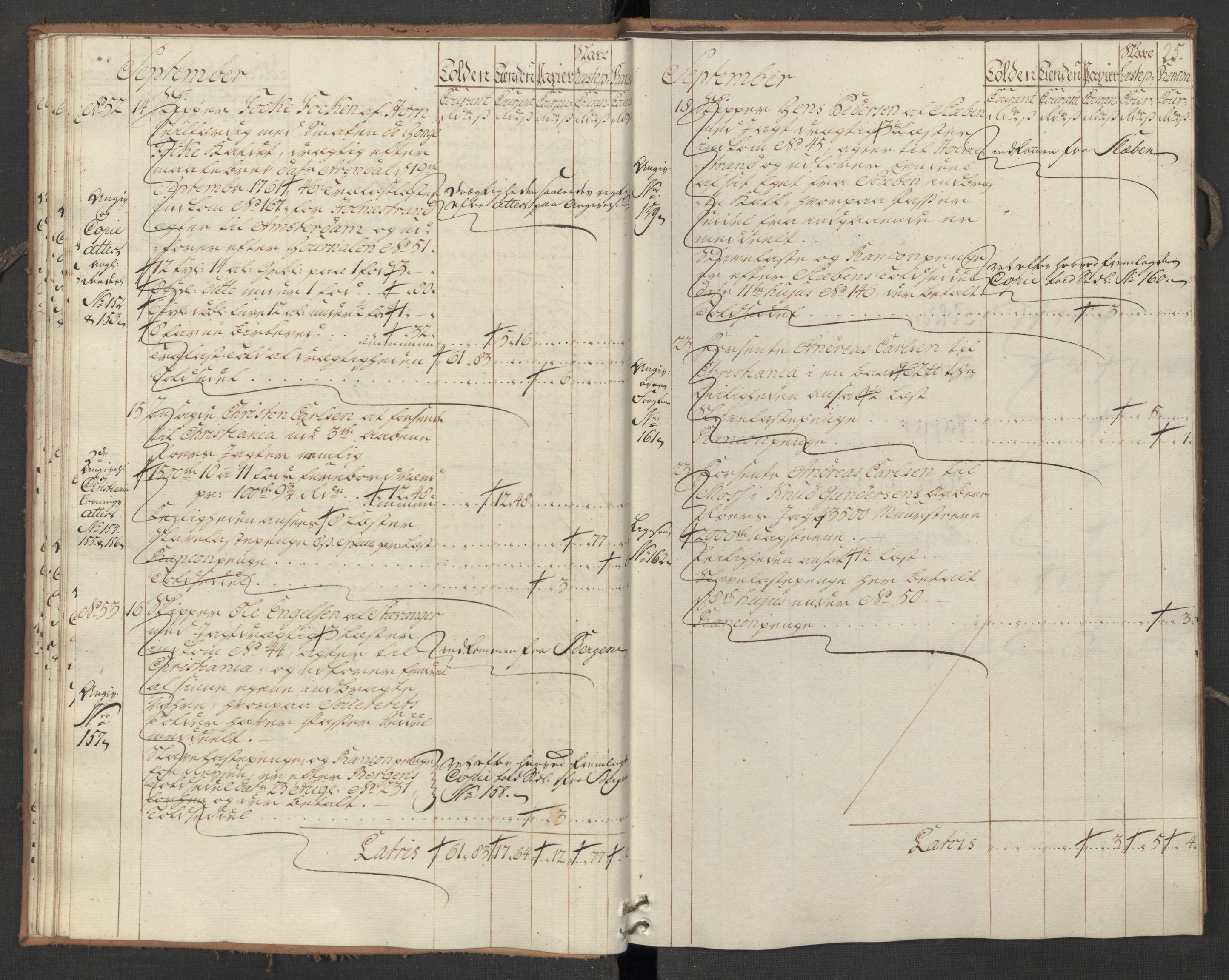 Generaltollkammeret, tollregnskaper, AV/RA-EA-5490/R07/L0022/0002: Tollregnskaper Sand / Utgående hovedtollbok, 1762, p. 24b-25a