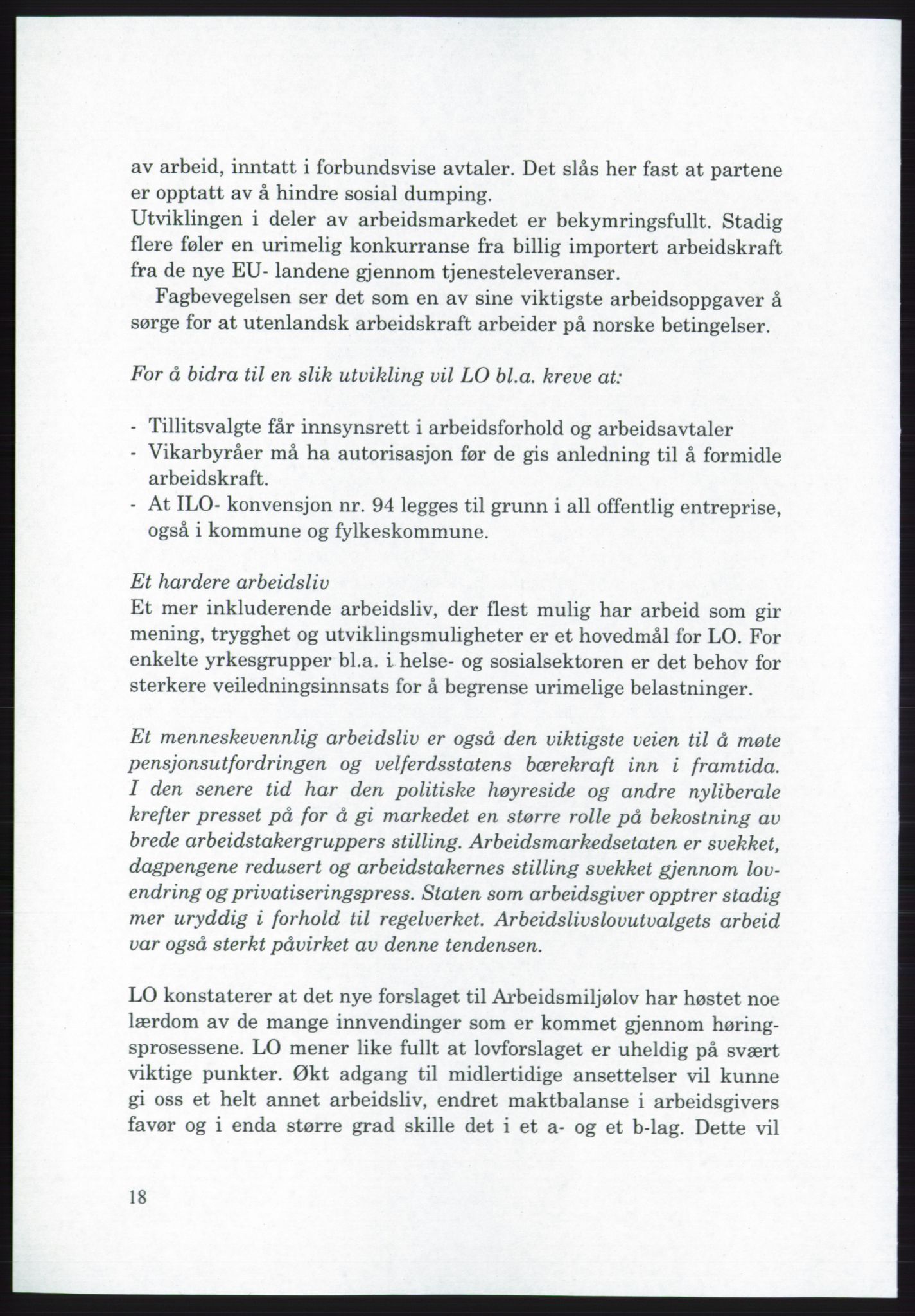 Landsorganisasjonen i Norge - publikasjoner, AAB/-/-/-: Landsorganisasjonens beretning for 2005, 2005, p. 18