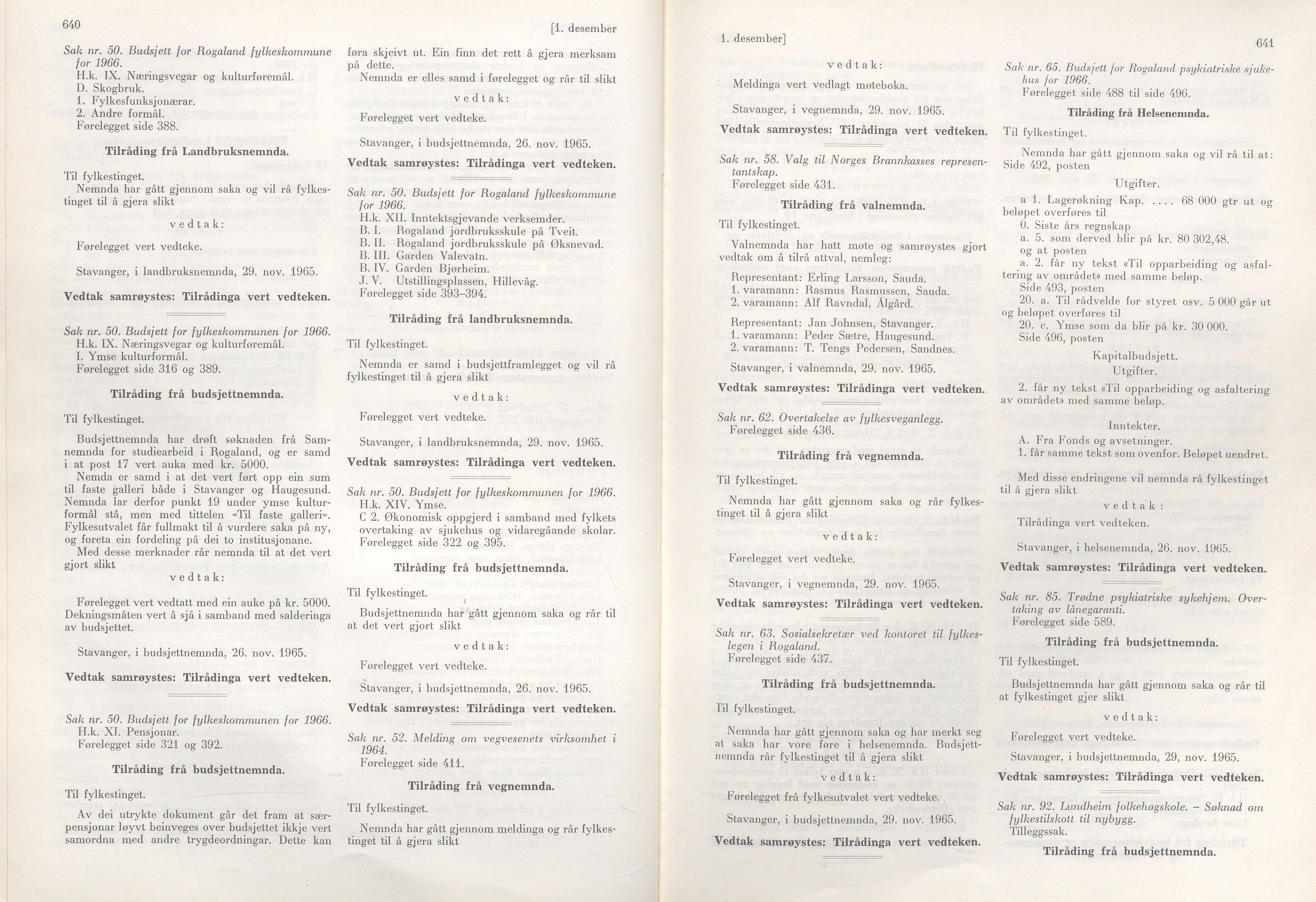 Rogaland fylkeskommune - Fylkesrådmannen , IKAR/A-900/A/Aa/Aaa/L0085: Møtebok , 1965, p. 640-641