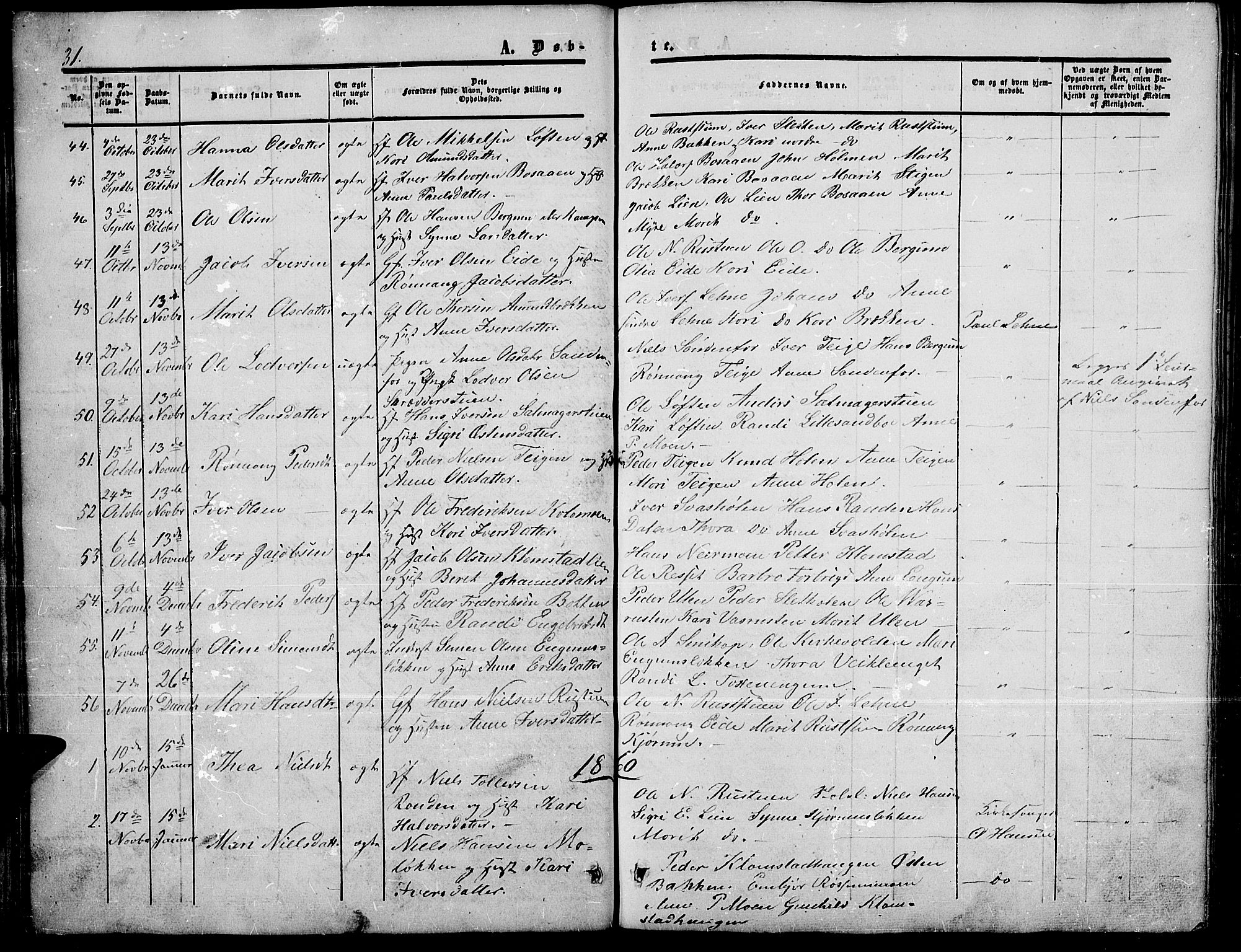 Nord-Fron prestekontor, SAH/PREST-080/H/Ha/Hab/L0003: Parish register (copy) no. 3, 1851-1886, p. 31