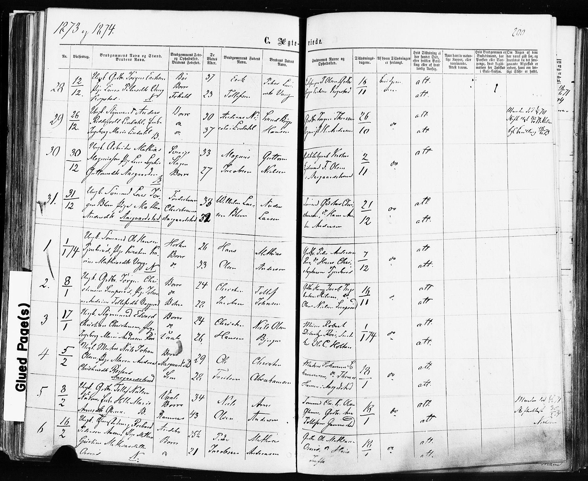 Borre kirkebøker, SAKO/A-338/F/Fa/L0008: Parish register (official) no. I 8, 1868-1877, p. 200