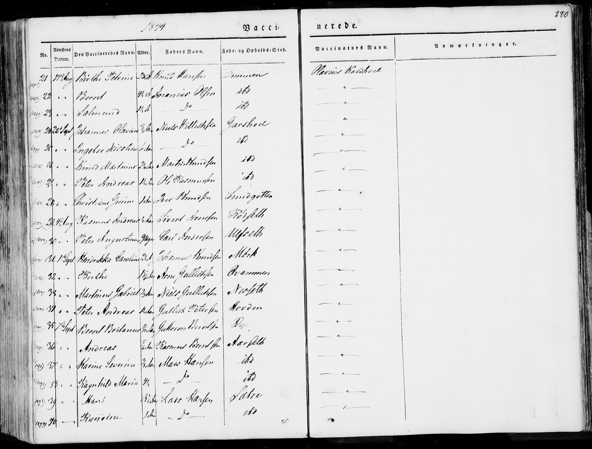 Ministerialprotokoller, klokkerbøker og fødselsregistre - Møre og Romsdal, AV/SAT-A-1454/509/L0104: Parish register (official) no. 509A02, 1833-1847, p. 280