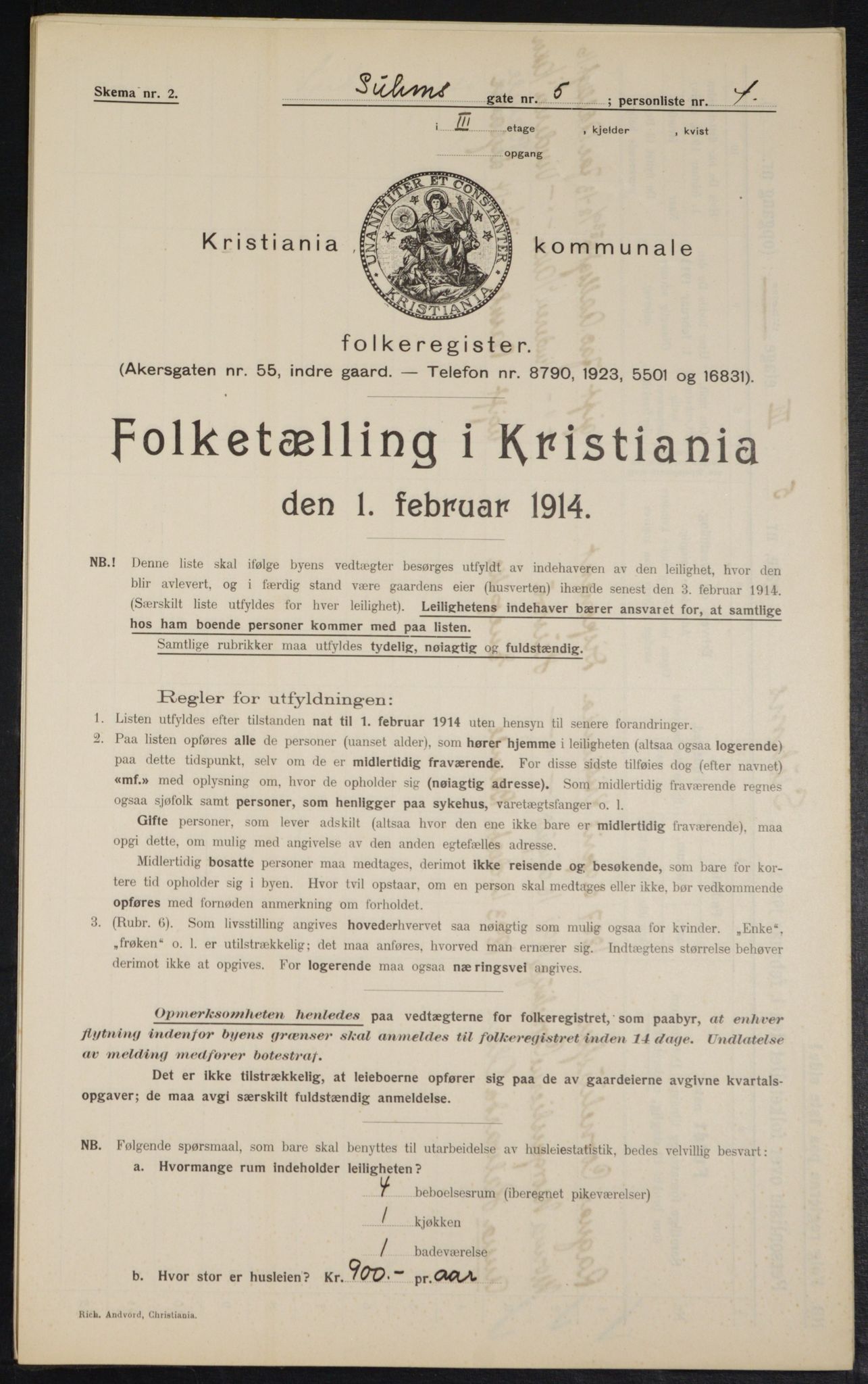 OBA, Municipal Census 1914 for Kristiania, 1914, p. 105301